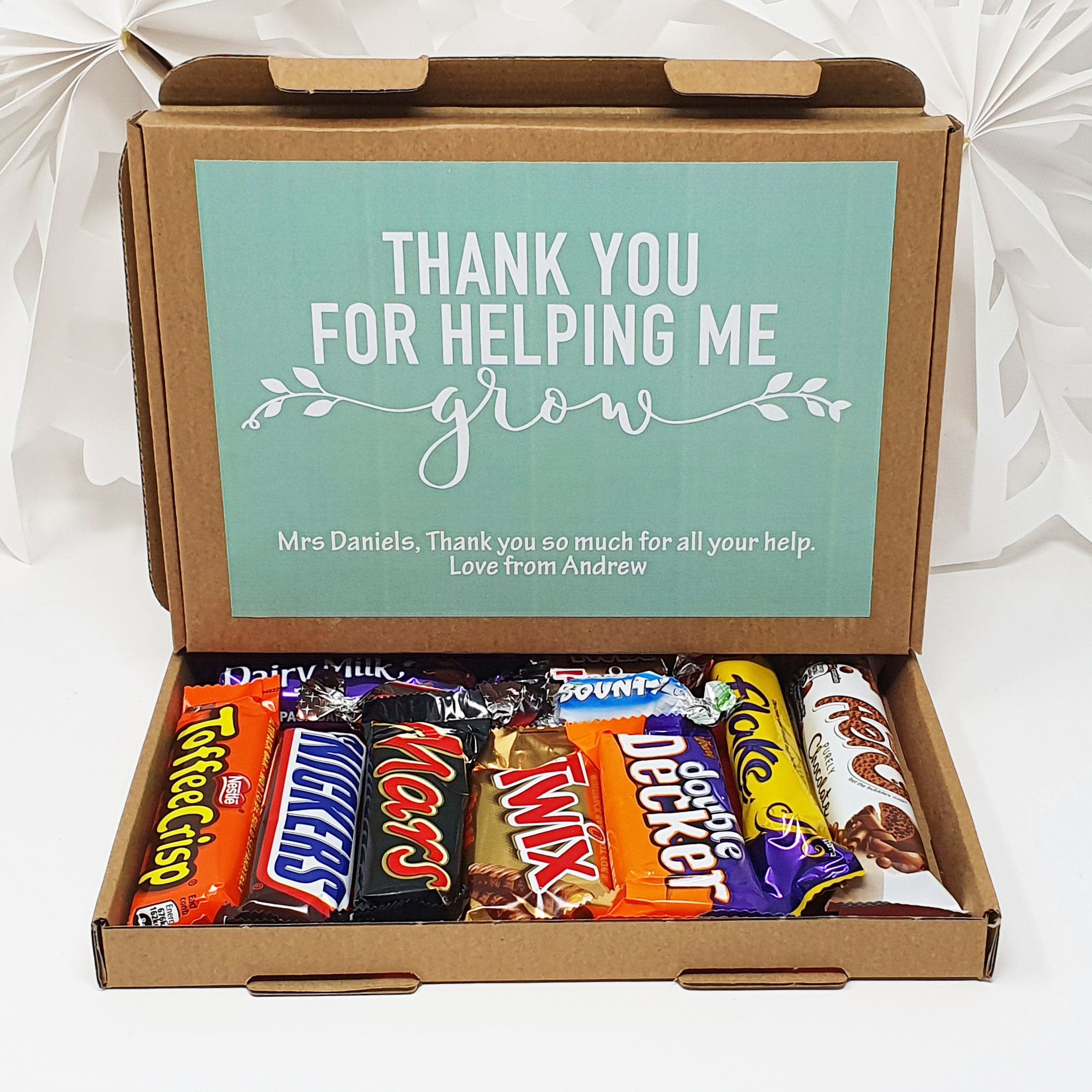 Personalised Thank you Teacher Hug in a box, Letterbox gift Afternoon tea, hamper gift, thank you gift,