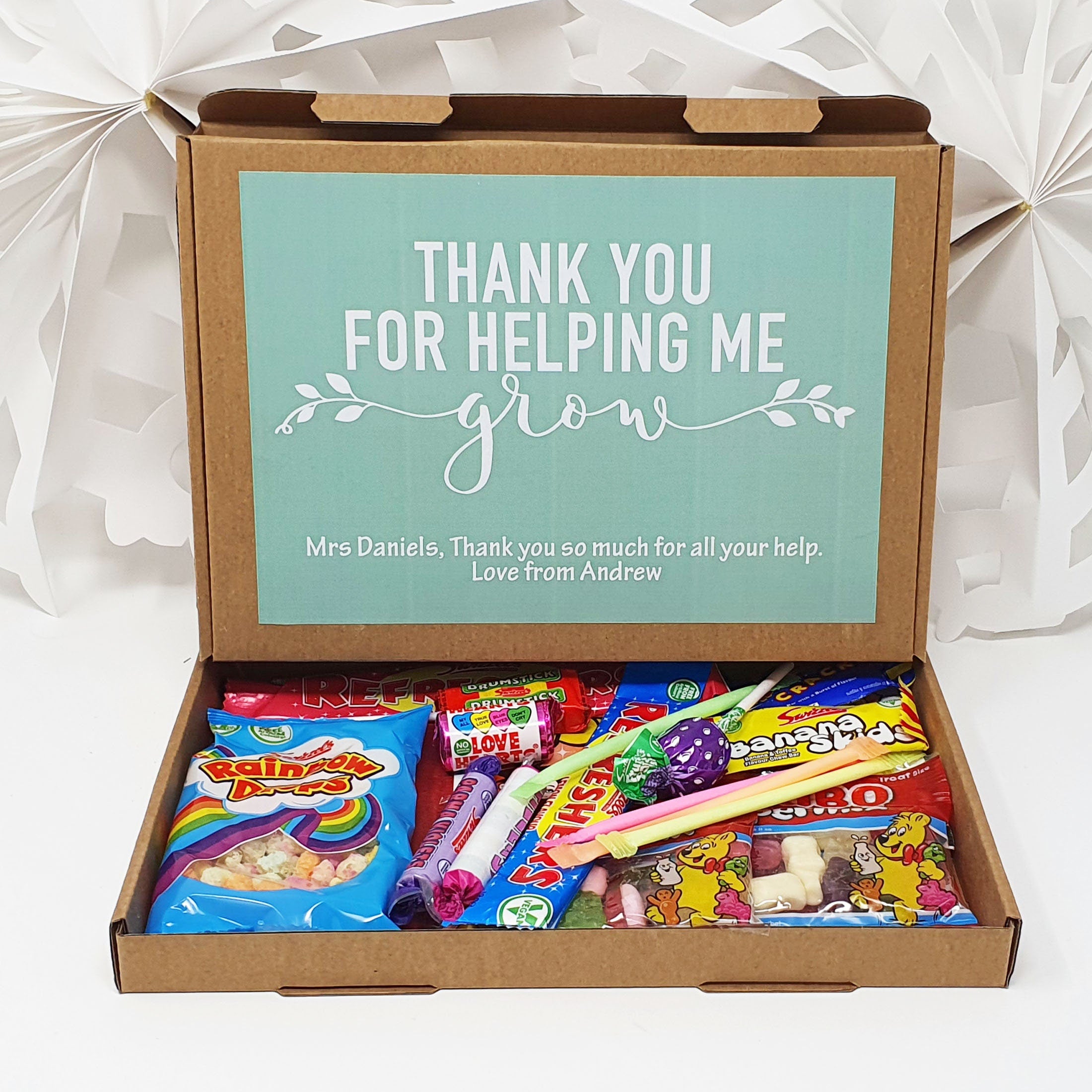 Personalised Thank you Teacher Hug in a box, Letterbox gift Afternoon tea, hamper gift, thank you gift,