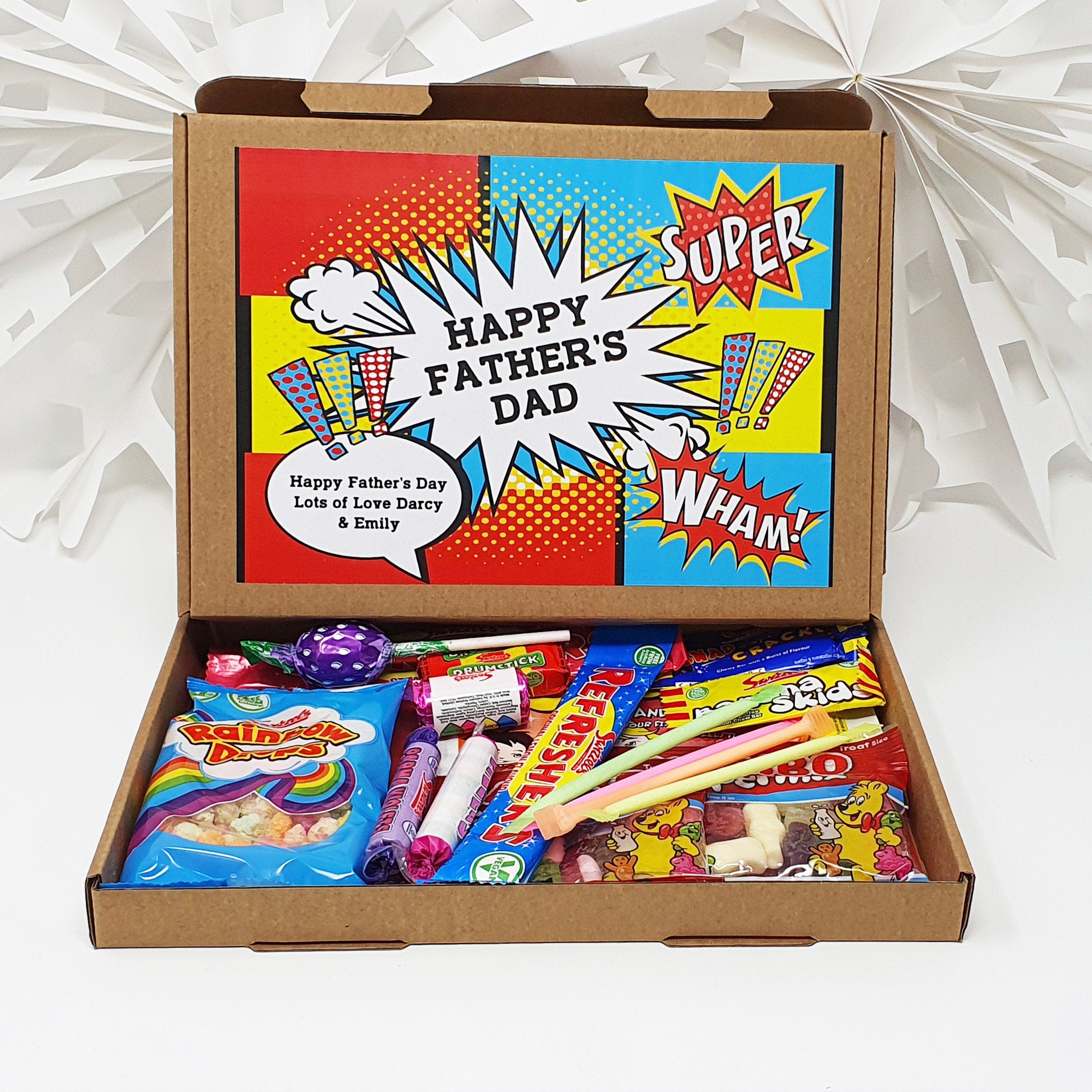 Fathers day Super Hero Hug in a box, Gift, Tea Lover, Afternoon tea, hamper gift, gift for friend, any age, Chocolate Sweets