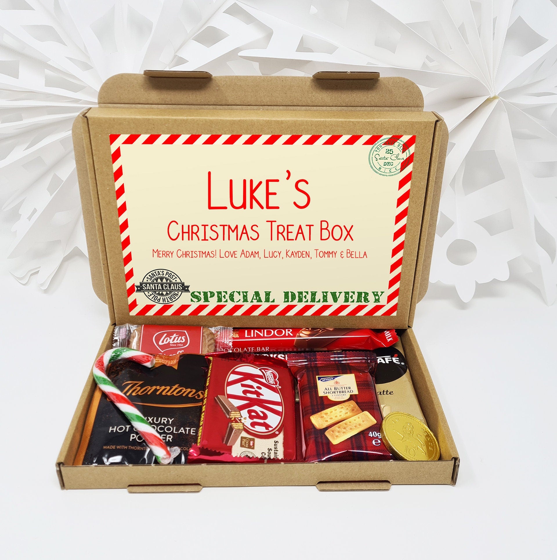 Personalised Luxury Christmas Chocolate Hamper Treats Box Gift Hamper Stocking Filler Cadburys