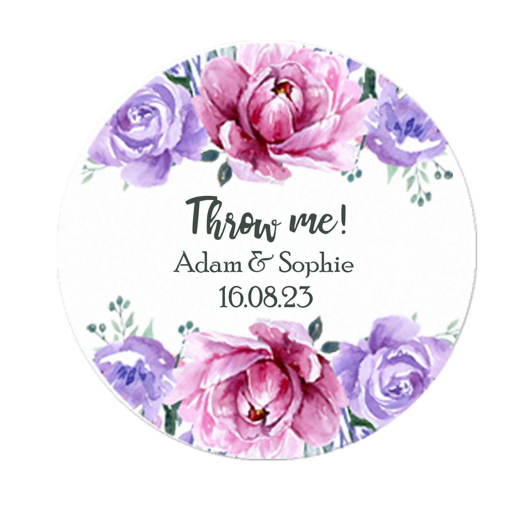 35 Personalised Confetti Wedding Stickers Sprinkle the Love, Throw me, Cone Bags Favour Luxury - Various colours