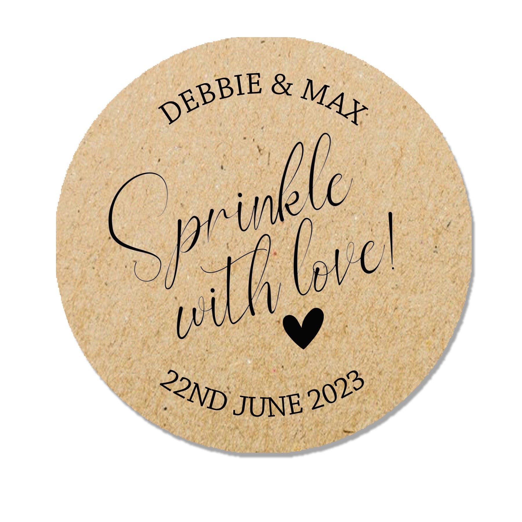35 Personalised Confetti Wedding Stickers Sprinkle the Love Sage, Throw me, Cone Bags Favour Luxury - Various colours