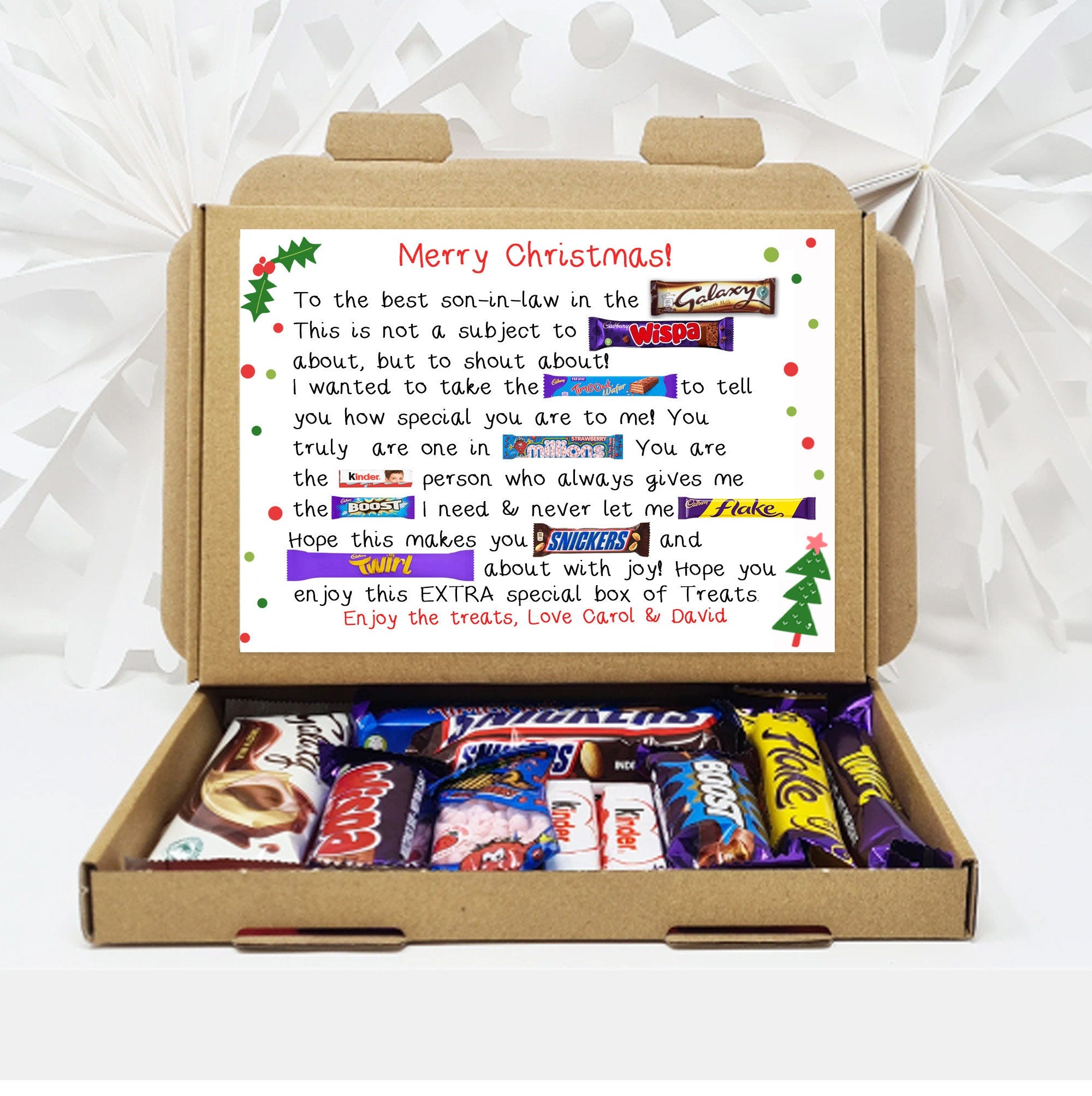 Personalised Christmas Poem Gift box for all, son, daughter, mother, mother in law, son in law, nan, aunt