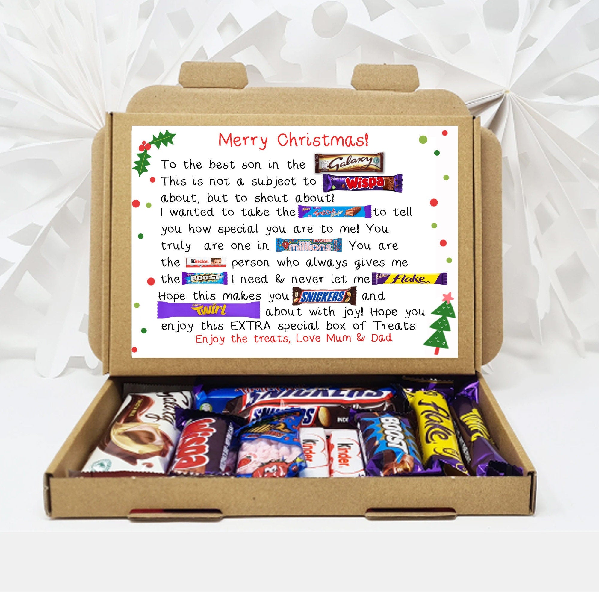 Personalised Christmas Poem Gift box for all, son, daughter, mother, mother in law, son in law, nan, aunt