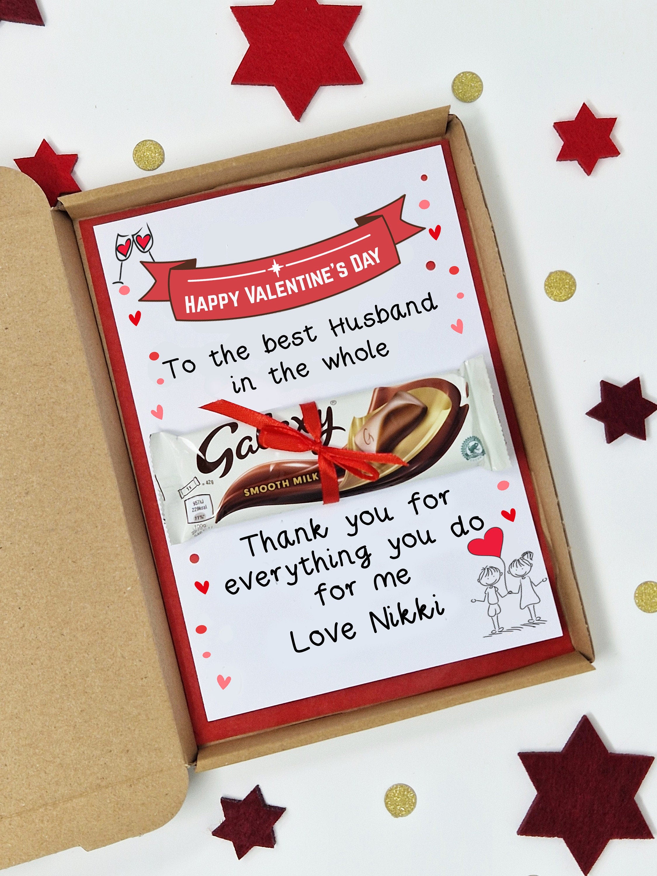 Personalised Valentine cute Chocolate poem Gift - for Him Her Husband Wife Girlfriend Boyfriend Selection Gift Box hamper unique treat