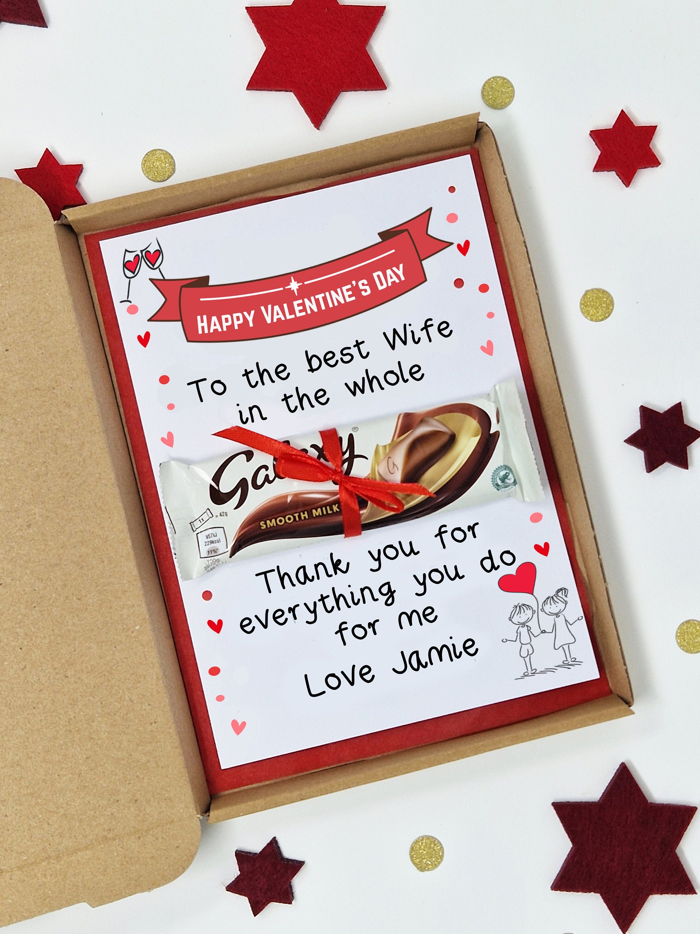 Personalised Valentine cute Chocolate poem Gift - for Him Her Husband Wife Girlfriend Boyfriend Selection Gift Box hamper unique treat