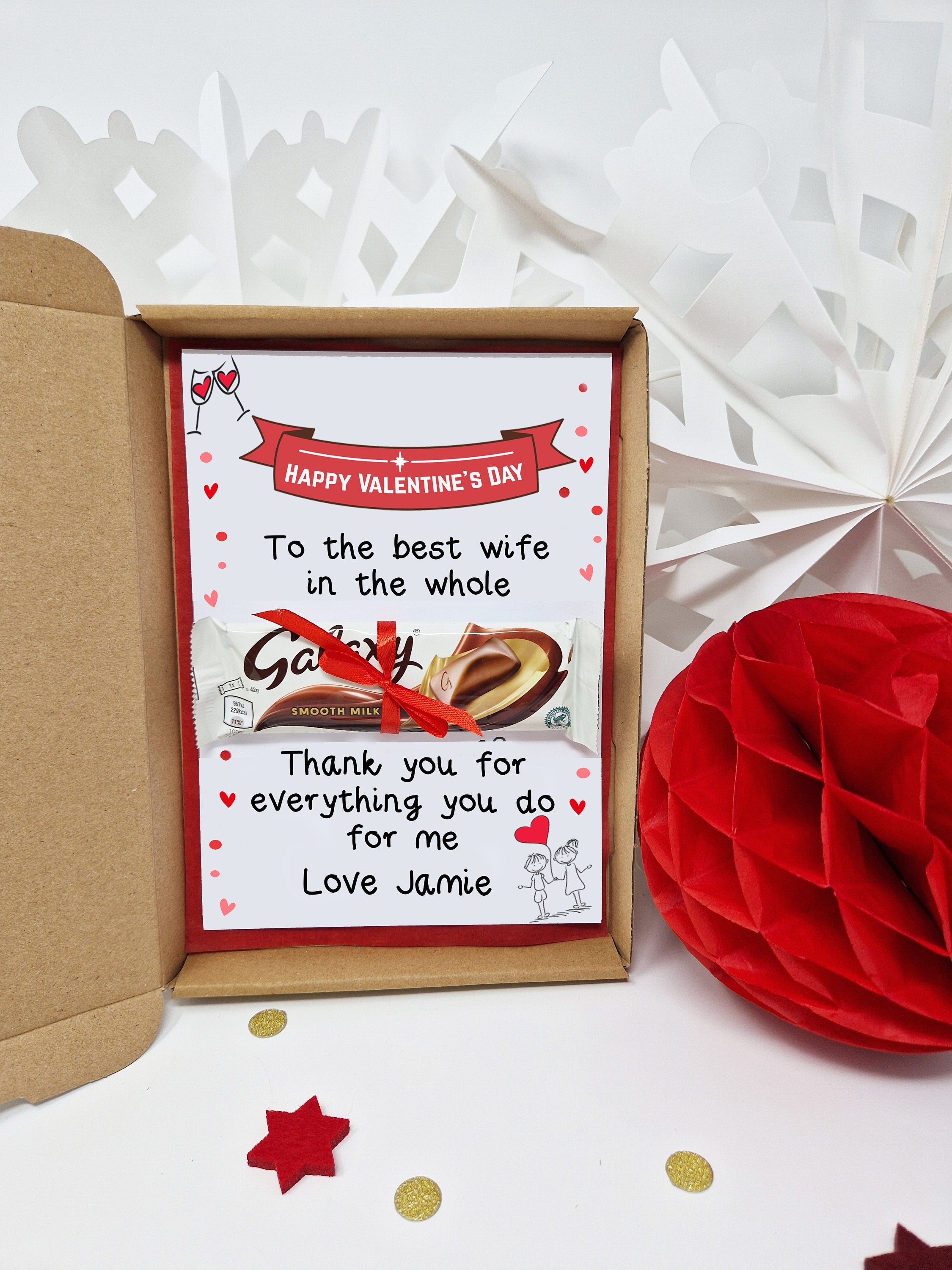 Personalised Valentine cute Chocolate poem Gift - for Him Her Husband Wife Girlfriend Boyfriend Selection Gift Box hamper unique treat