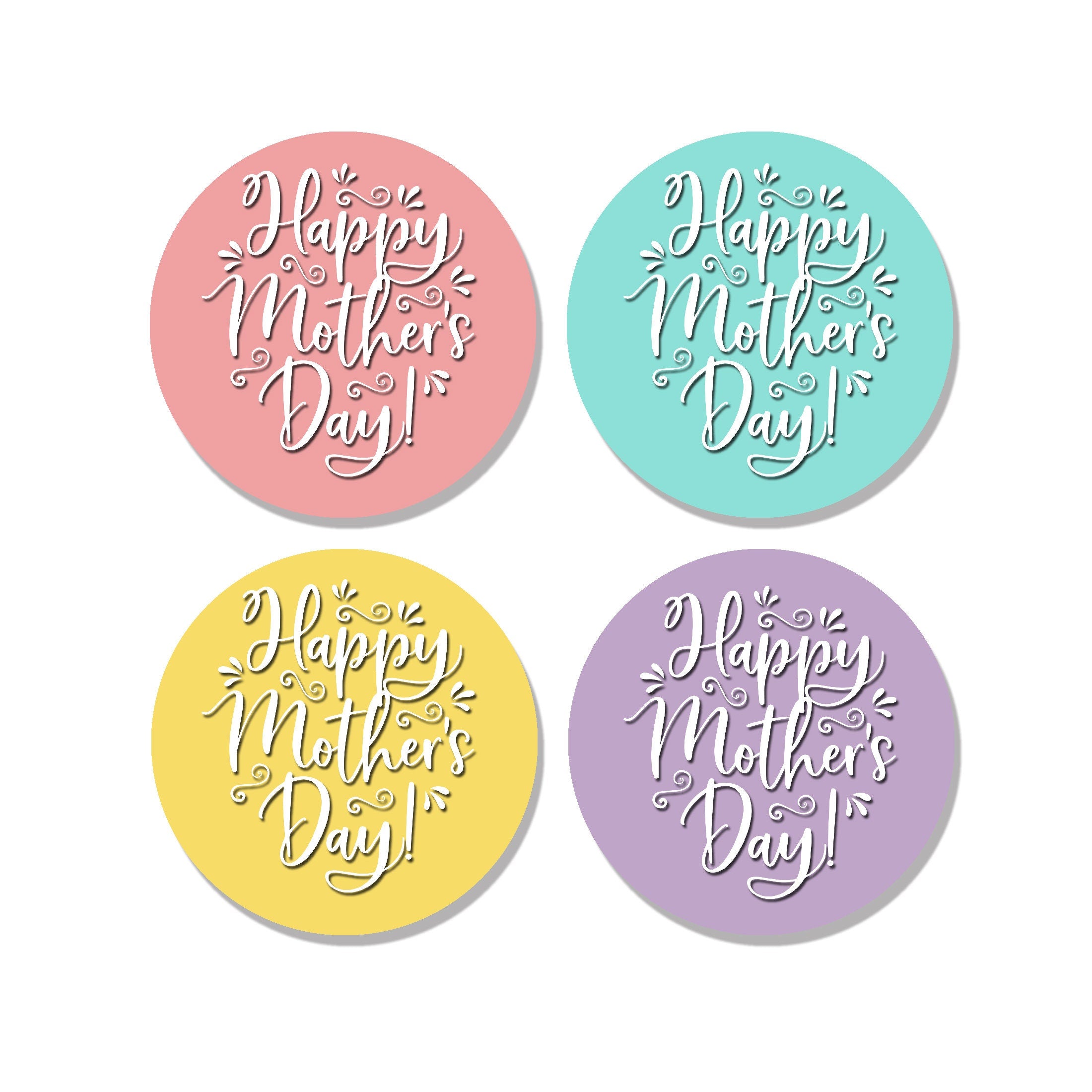 Happy Mother's Day Stickers - Wax Melts, Business Red, White Sticker Sweet Sweet Cone Bags Sizes 3.7cm & 4.5cm