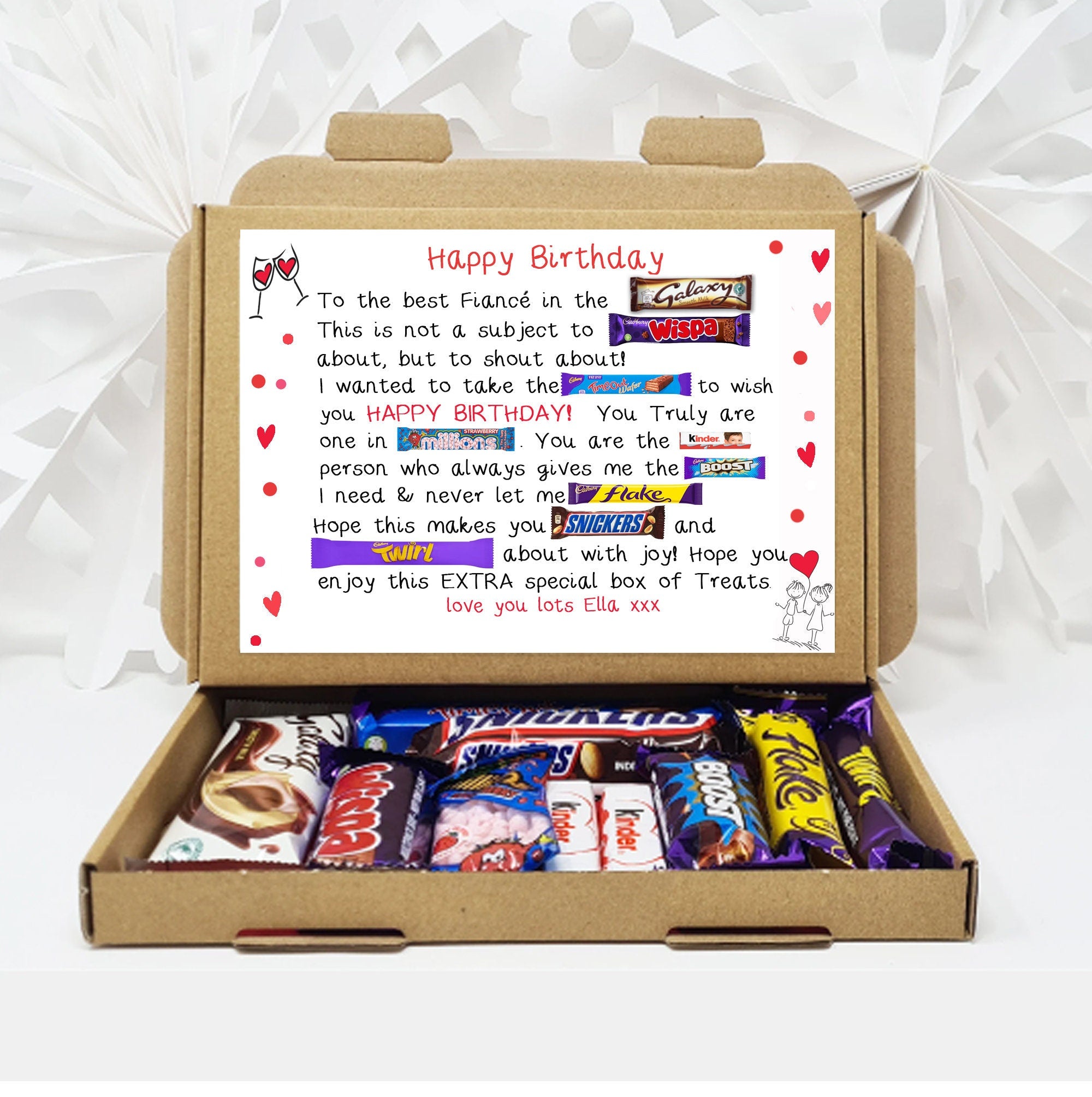 Personalised Birthday Anniversary cute Chocolate poem Gift - for Him Her Chocolate Selection Gift Box hamper unique treat