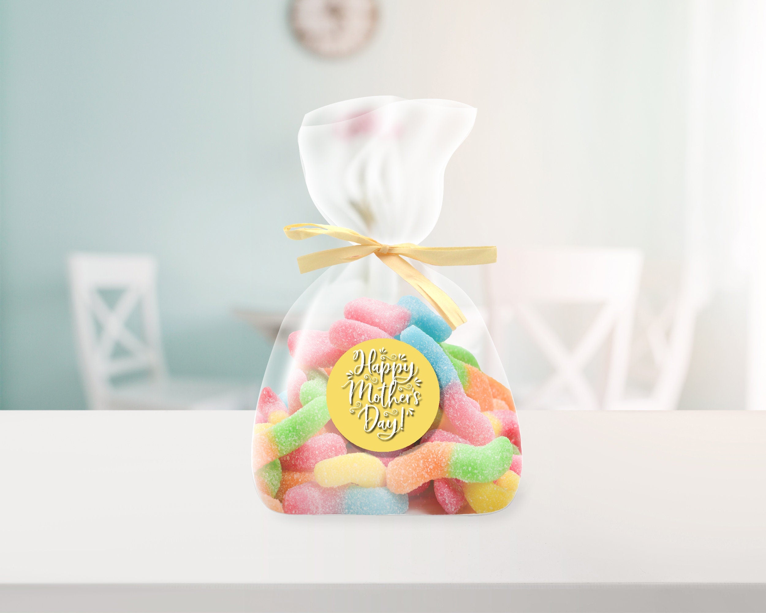 Happy Mother's Day Stickers - Wax Melts, Business Red, White Sticker Sweet Sweet Cone Bags Sizes 3.7cm & 4.5cm