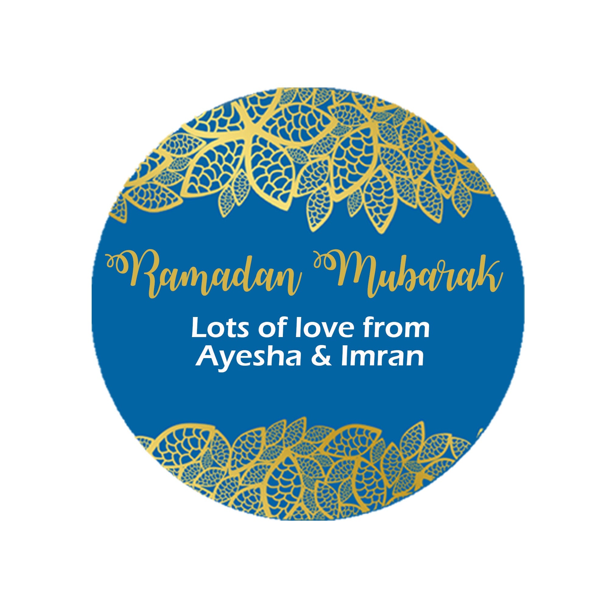 Personalised Eid Mubarak & Ramadan Kareem Muslim Celebration Paisley x 35 Stickers
