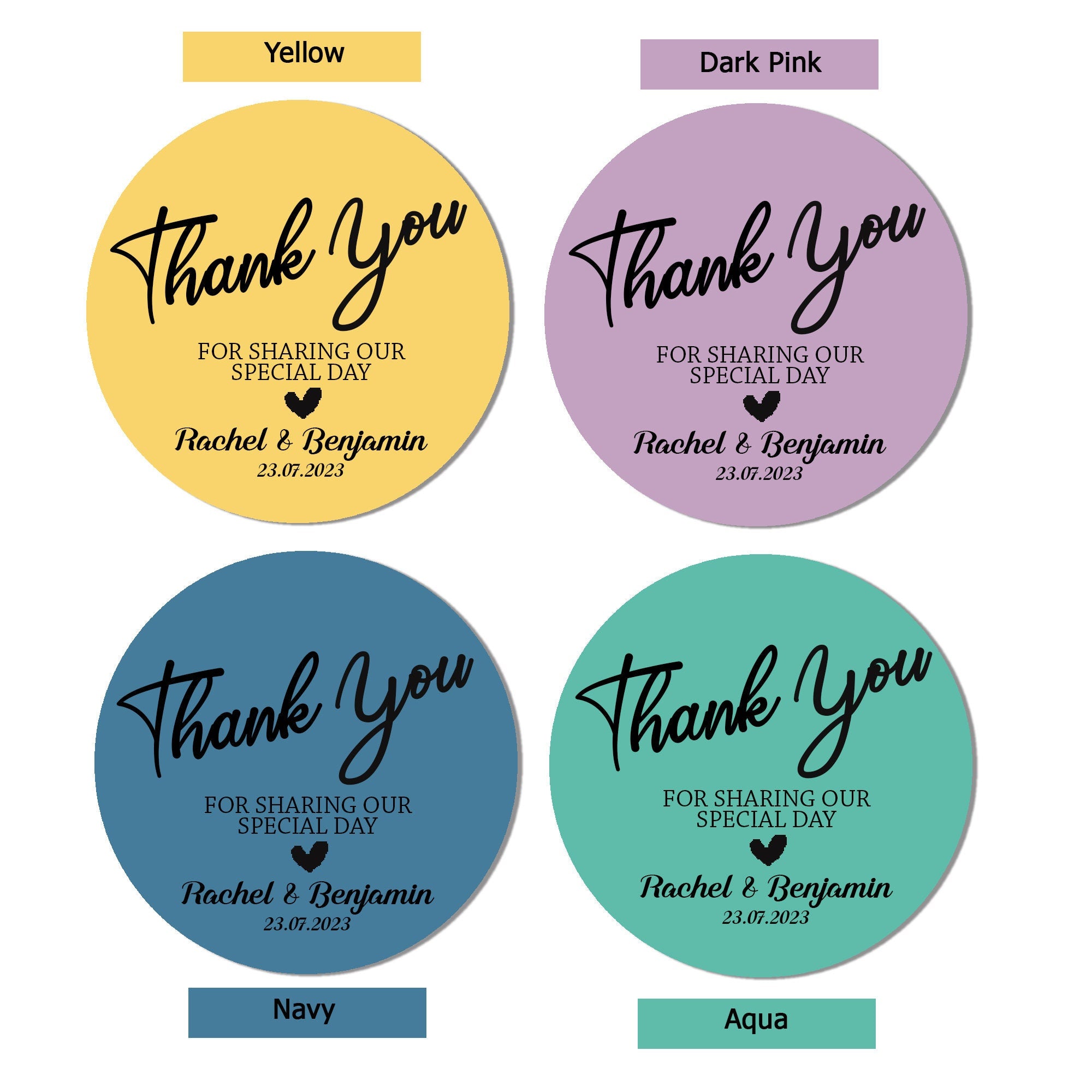 24 Personalised Thank you for sharing our special day stickers Wedding Shabby Effect Favour gifts