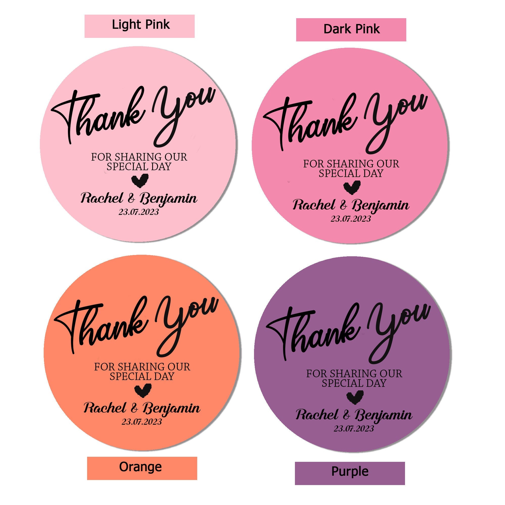 24 Personalised Thank you for sharing our special day stickers Wedding Shabby Effect Favour gifts