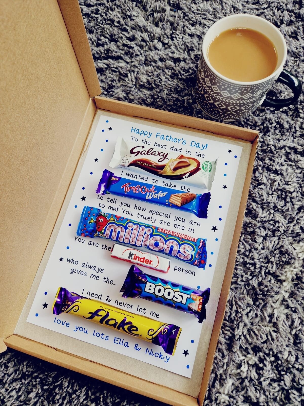 Personalised Father's Day Chocolate Message Board - Gifts For Her - Gifts For Him - Chocolate Gift - Chocolate box A4 card