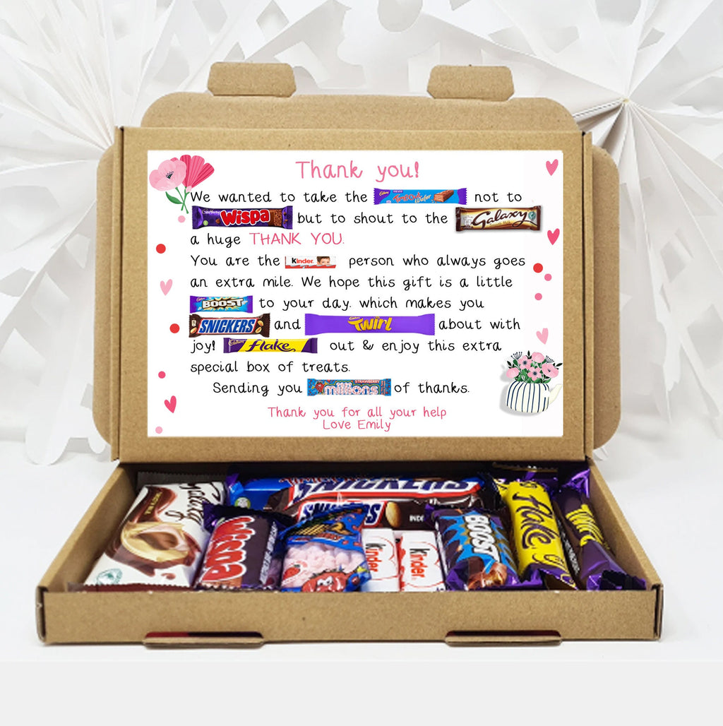 Personalsied Thank you POEM Chocolate BOX Hug in a box Letterbox hampe