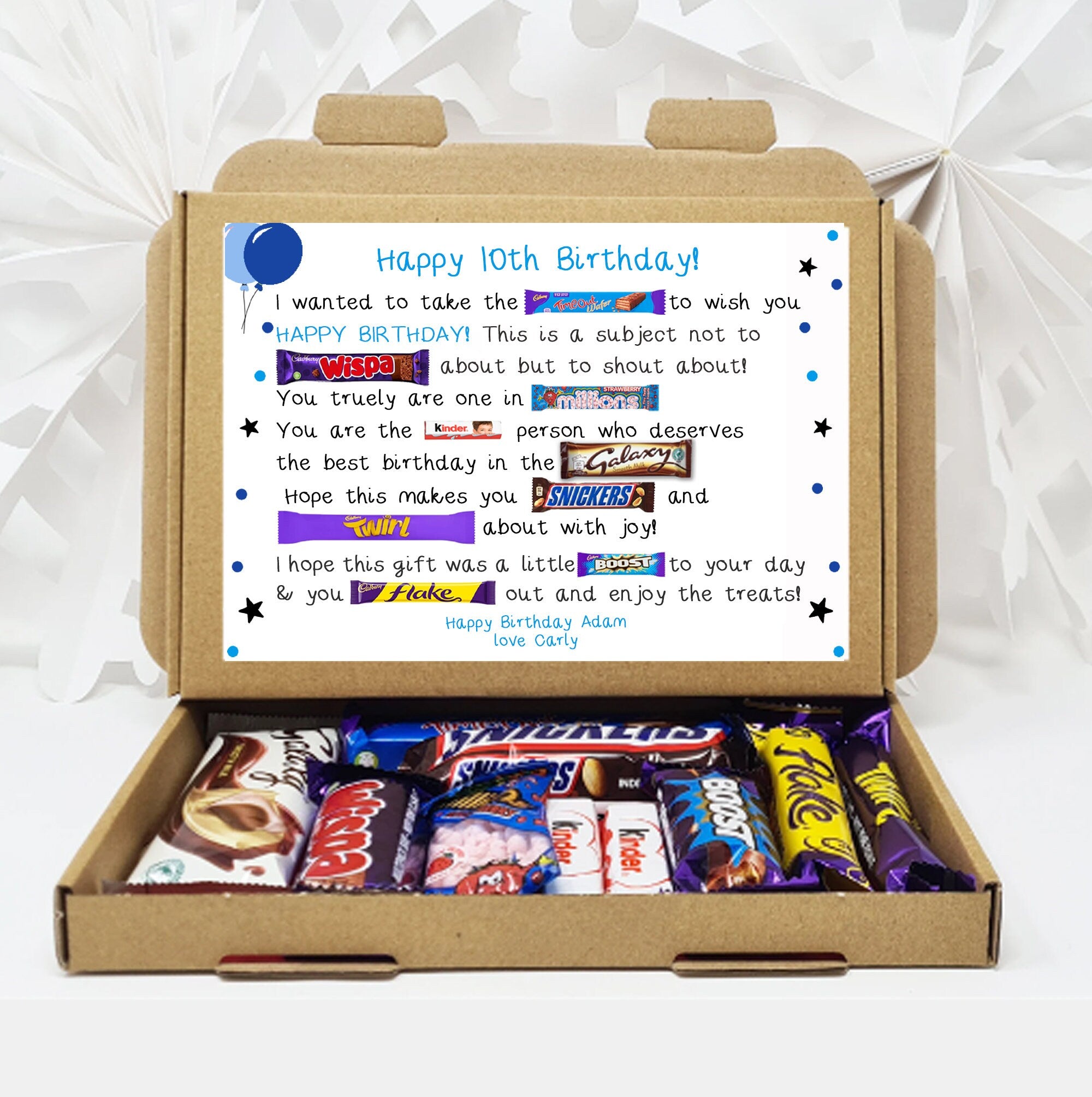Personalised Birthday Gift 21st 18th 30th 40th Poem Chocolate Treats Box Hamper Sweet Present Gift for all ages Him/Her