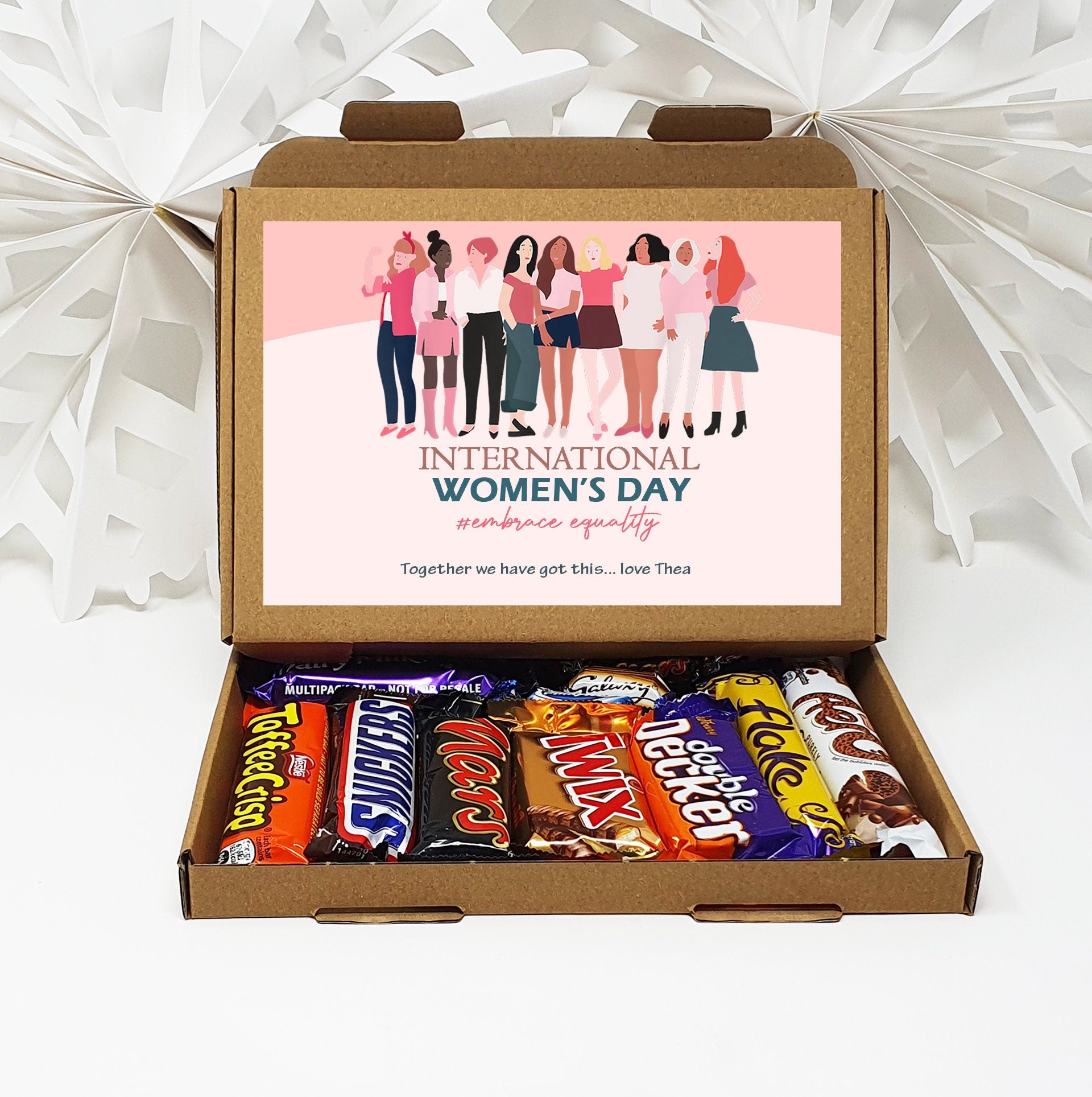 Personalised International Women's Day Treats Box Gift Employee Appreciation - Hug in a box Corporate Employee Inspirational Women