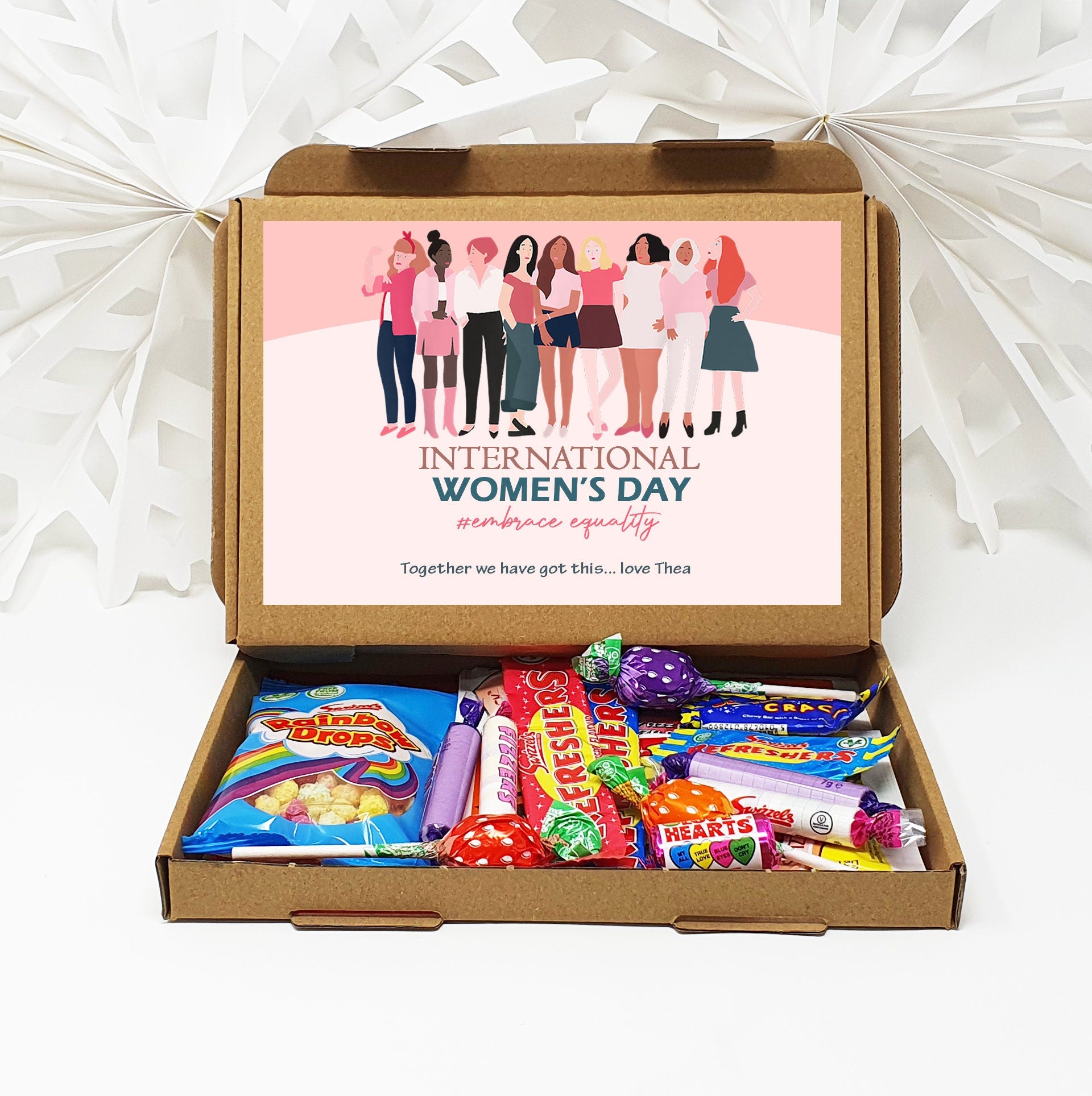 Personalised International Women's Day Treats Box Gift Employee Appreciation - Hug in a box Corporate Employee Inspirational Women