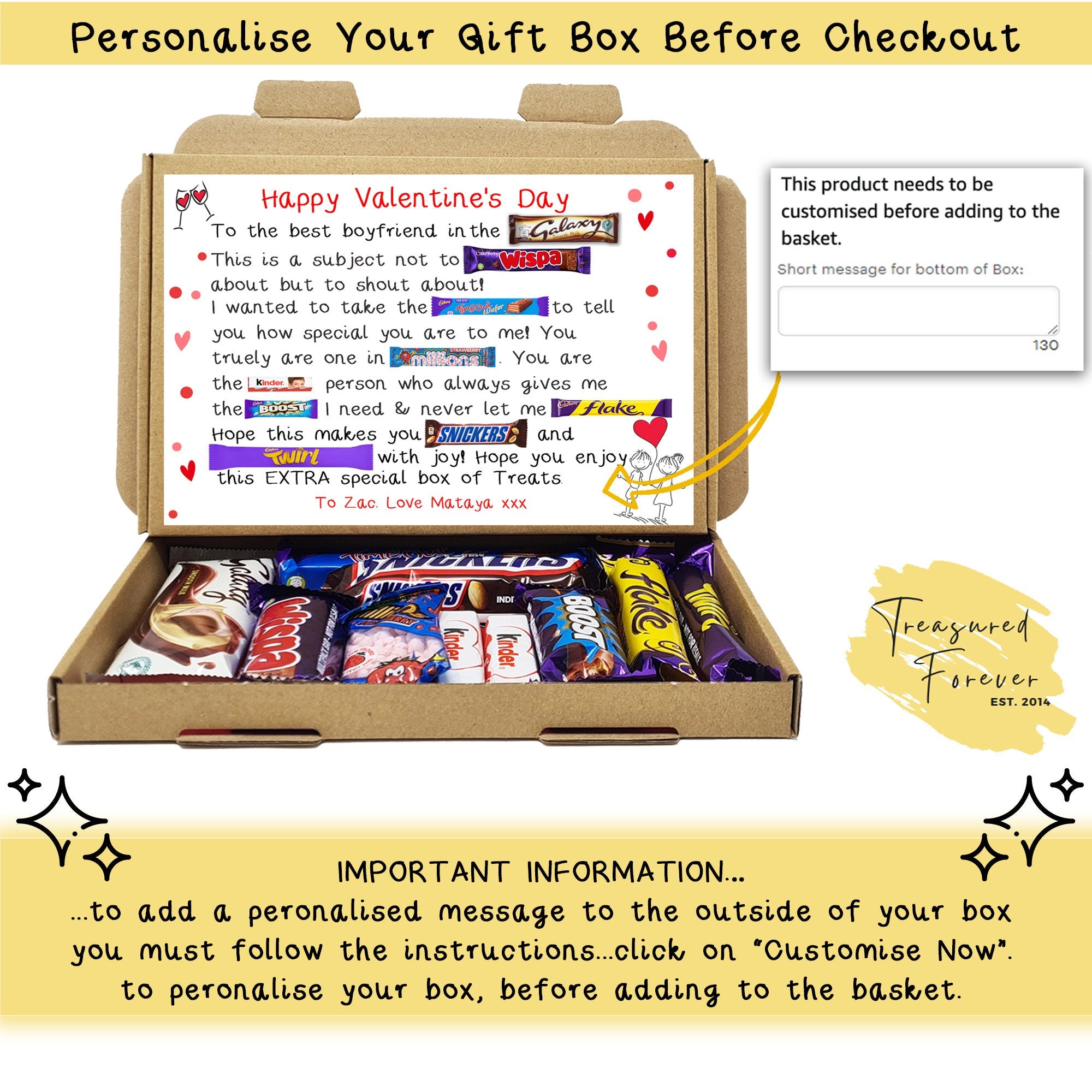 Personalised Valentine cute Chocolate poem Gift - for Him Her Chocolate Selection Gift Box hamper unique treat