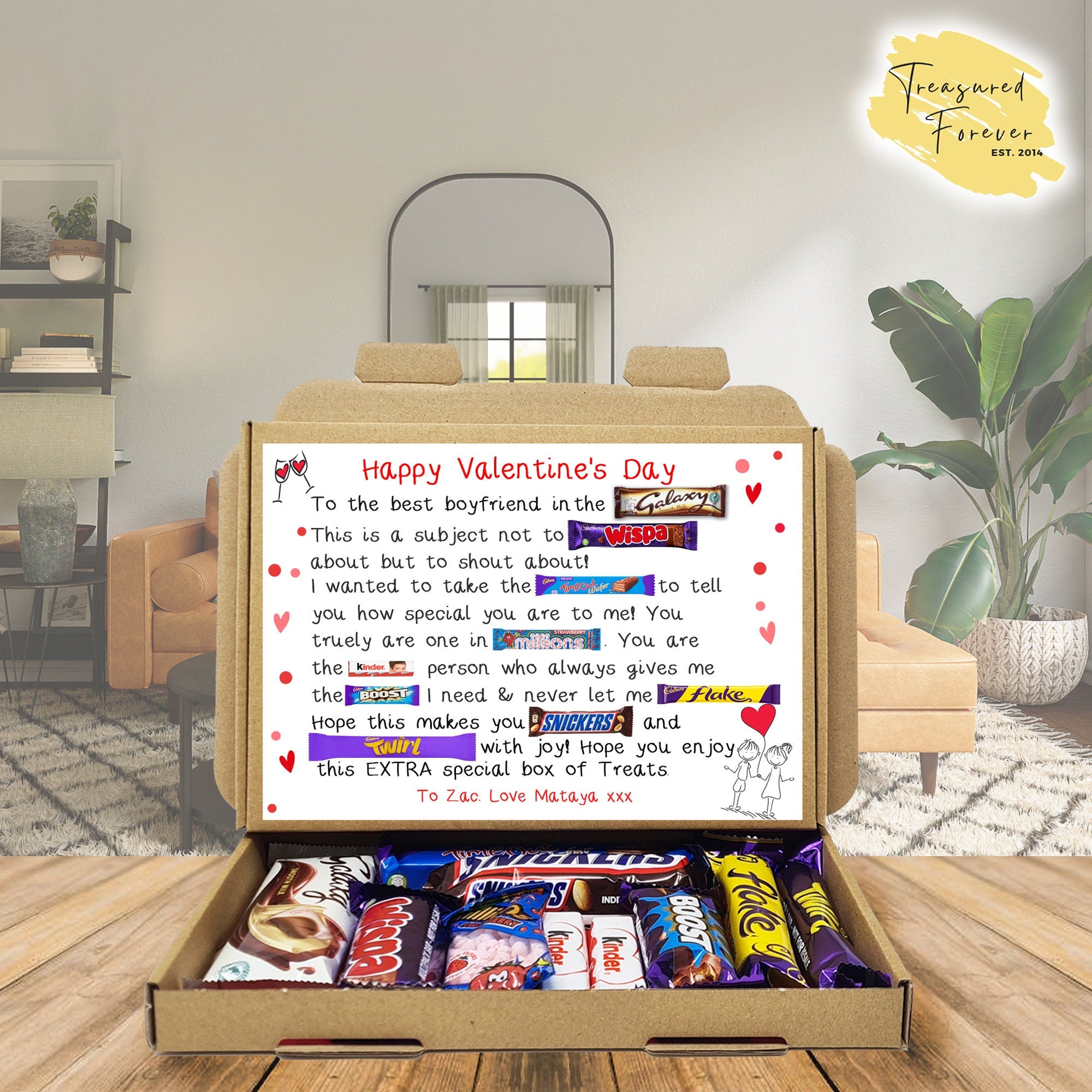 Personalised Valentine cute Chocolate poem Gift - for Him Her Chocolate Selection Gift Box hamper unique treat