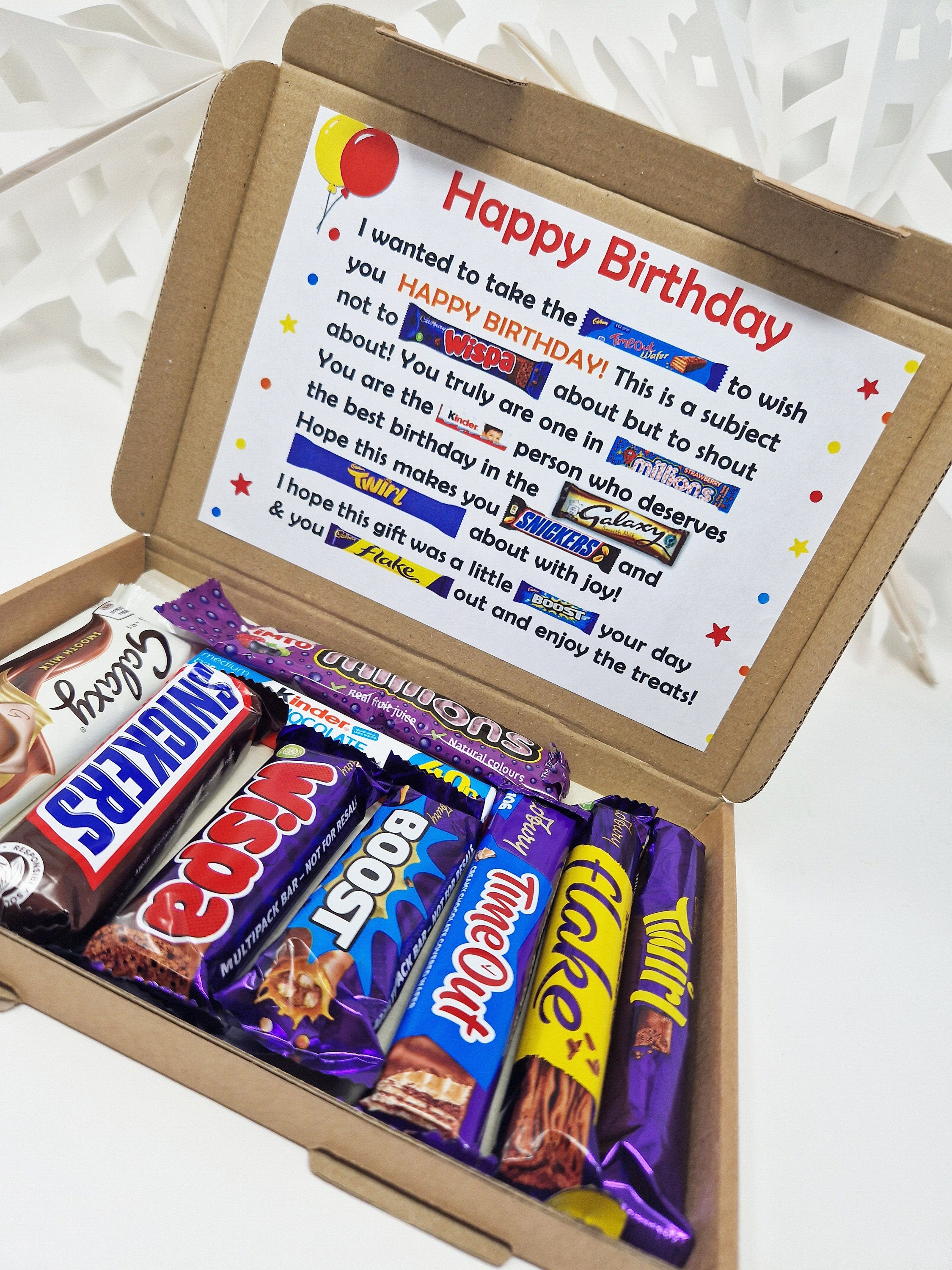 Birthday Gift 21st 18th 30th 40th Poem Chocolate Treats Box Hamper Sweet Present Gift for all ages Him/Her