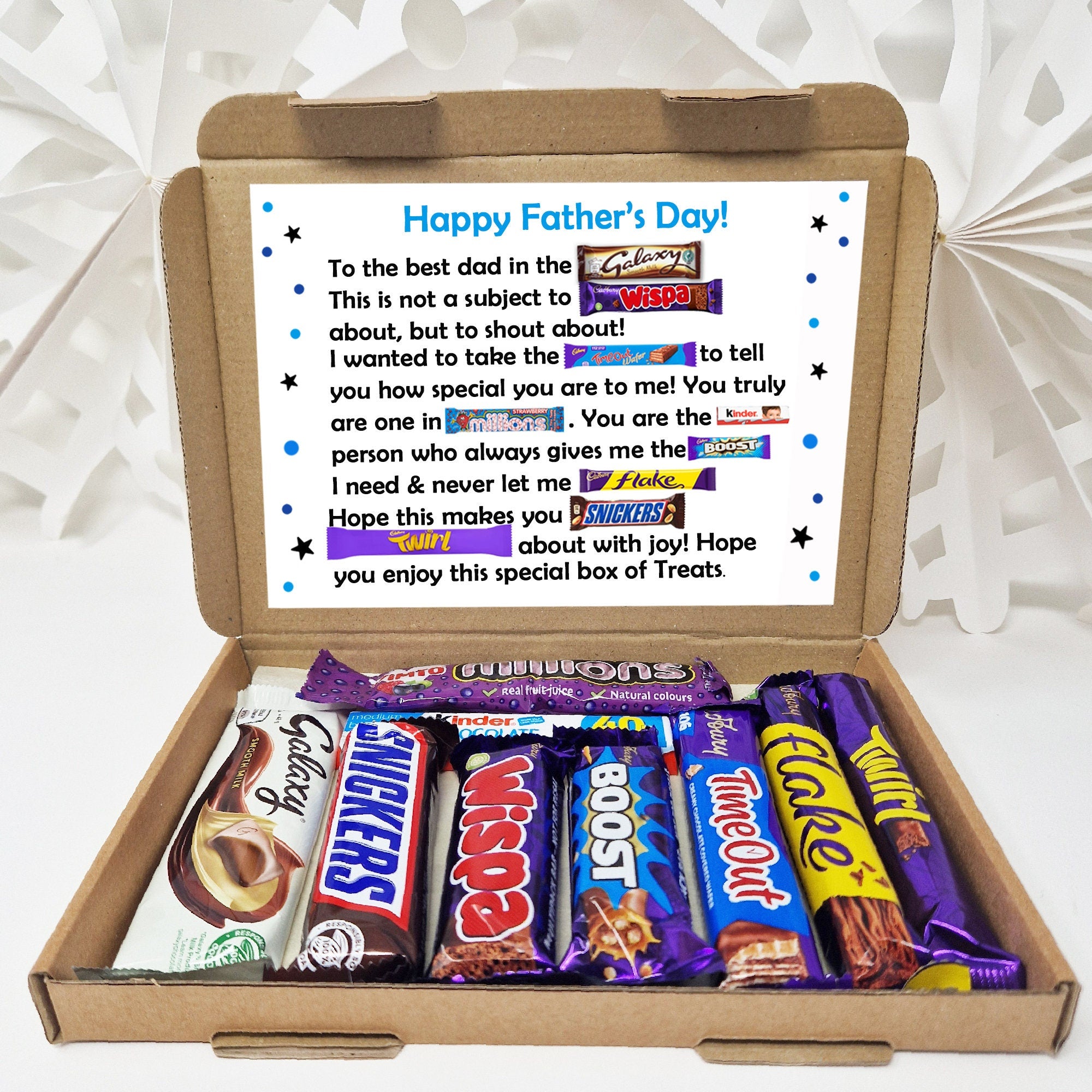 Personalised Father's Day Chocolate Message Board - Gifts - Gifts For DAD- Gifts For Him - Chocolate Gift - Chocolate box card