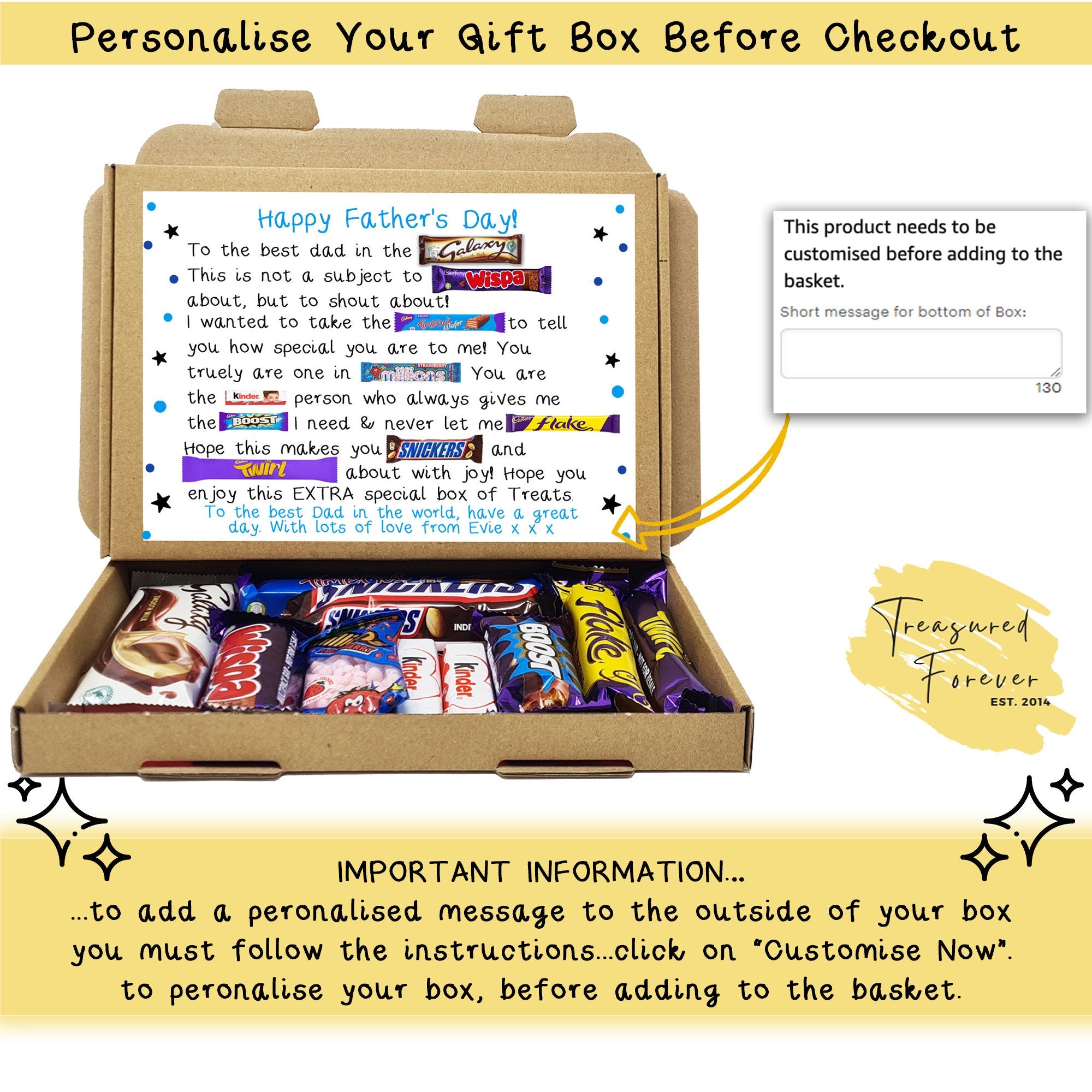 Personalised Father's Day Chocolate Message Board - Personalised Gifts - Gifts For Her - Gifts For Him - Chocolate Gift - Chocolate box card