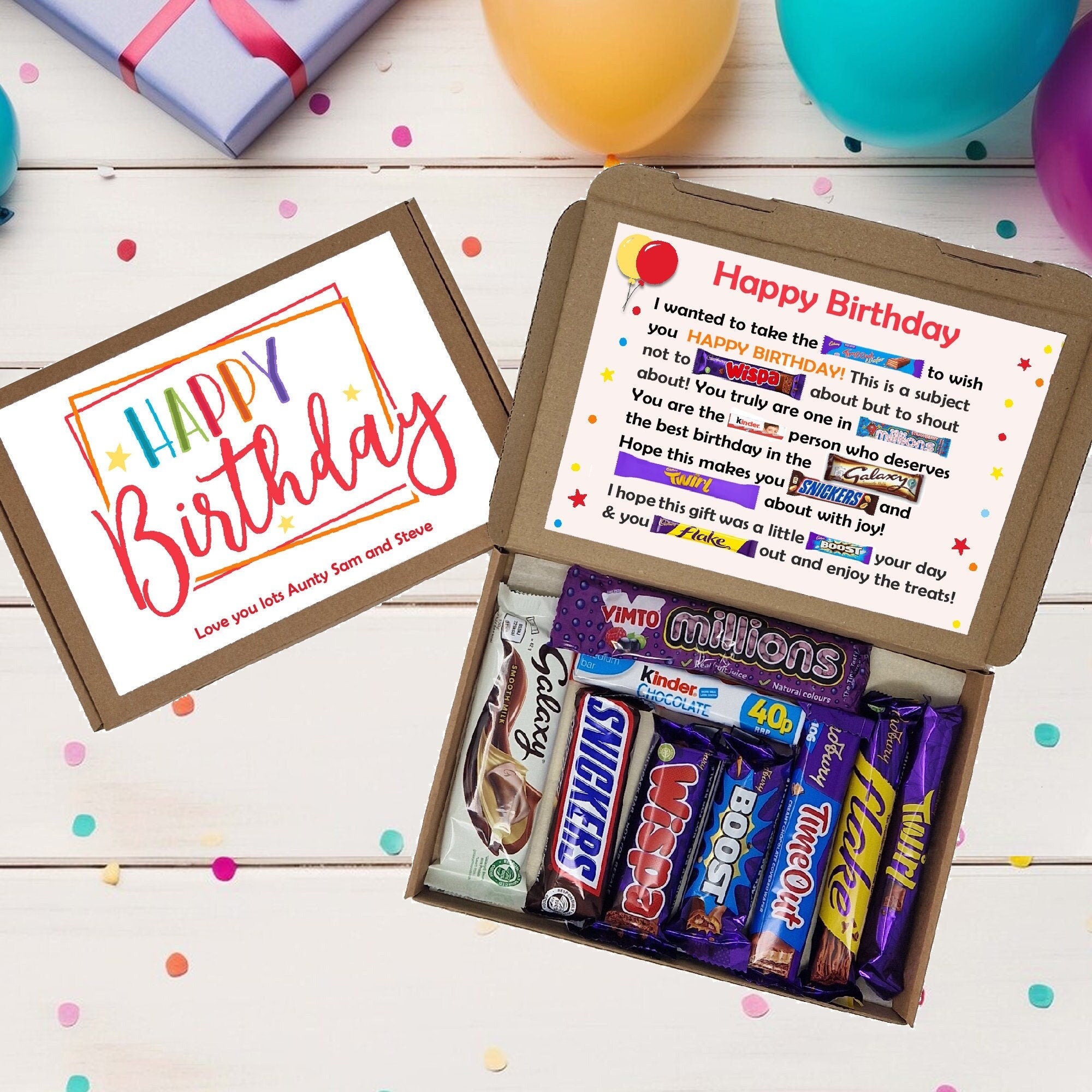 Birthday Gift 21st 18th 30th 40th Poem Chocolate Treats Box Hamper Sweet Present Gift for all ages Him/Her