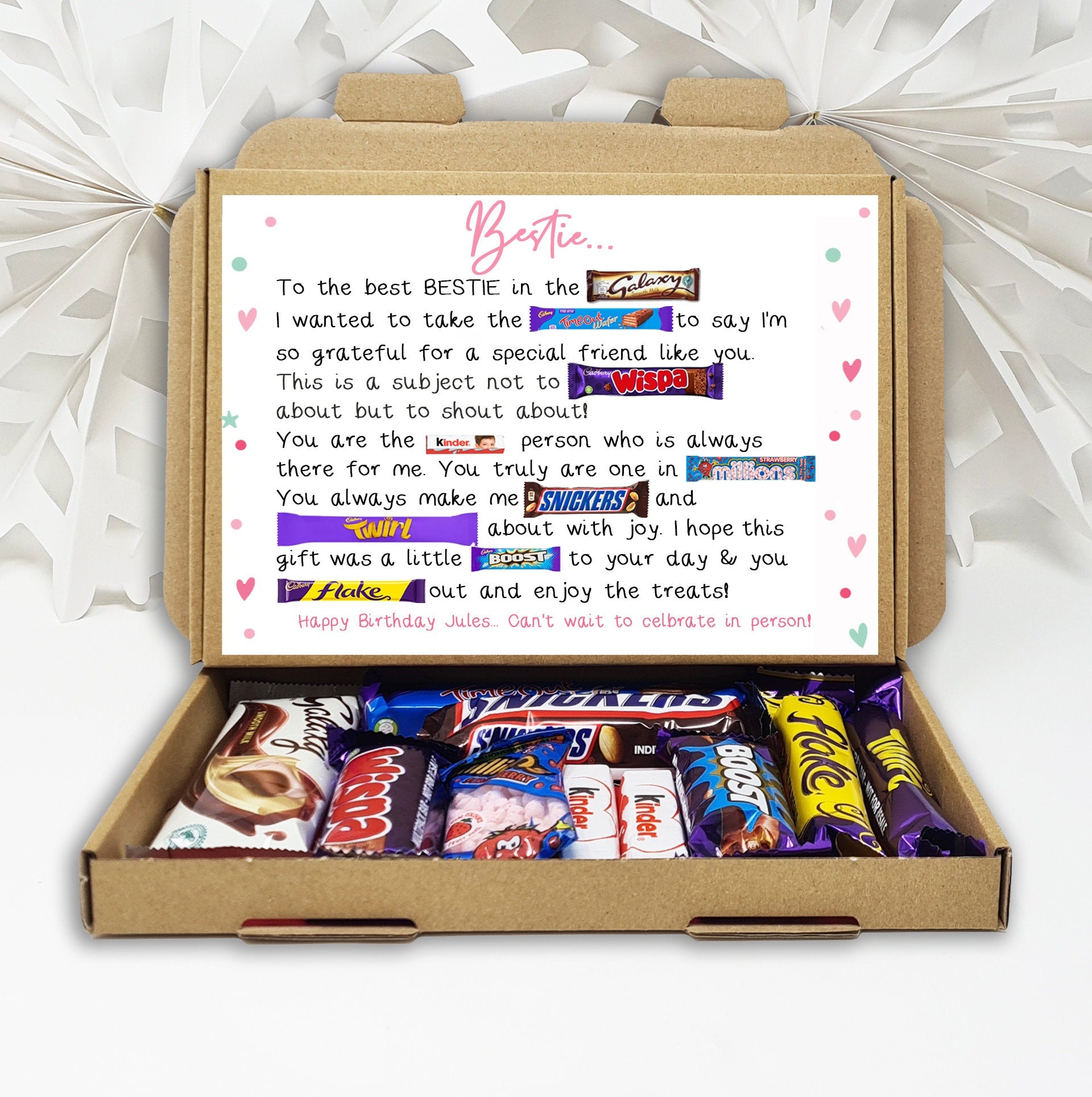 Best Friend Gift Friendship Chocolate Poem Box Best Friend Birthday Gift Hamper Chocolate Box Bestie Gift Thinking of you Get Well soon