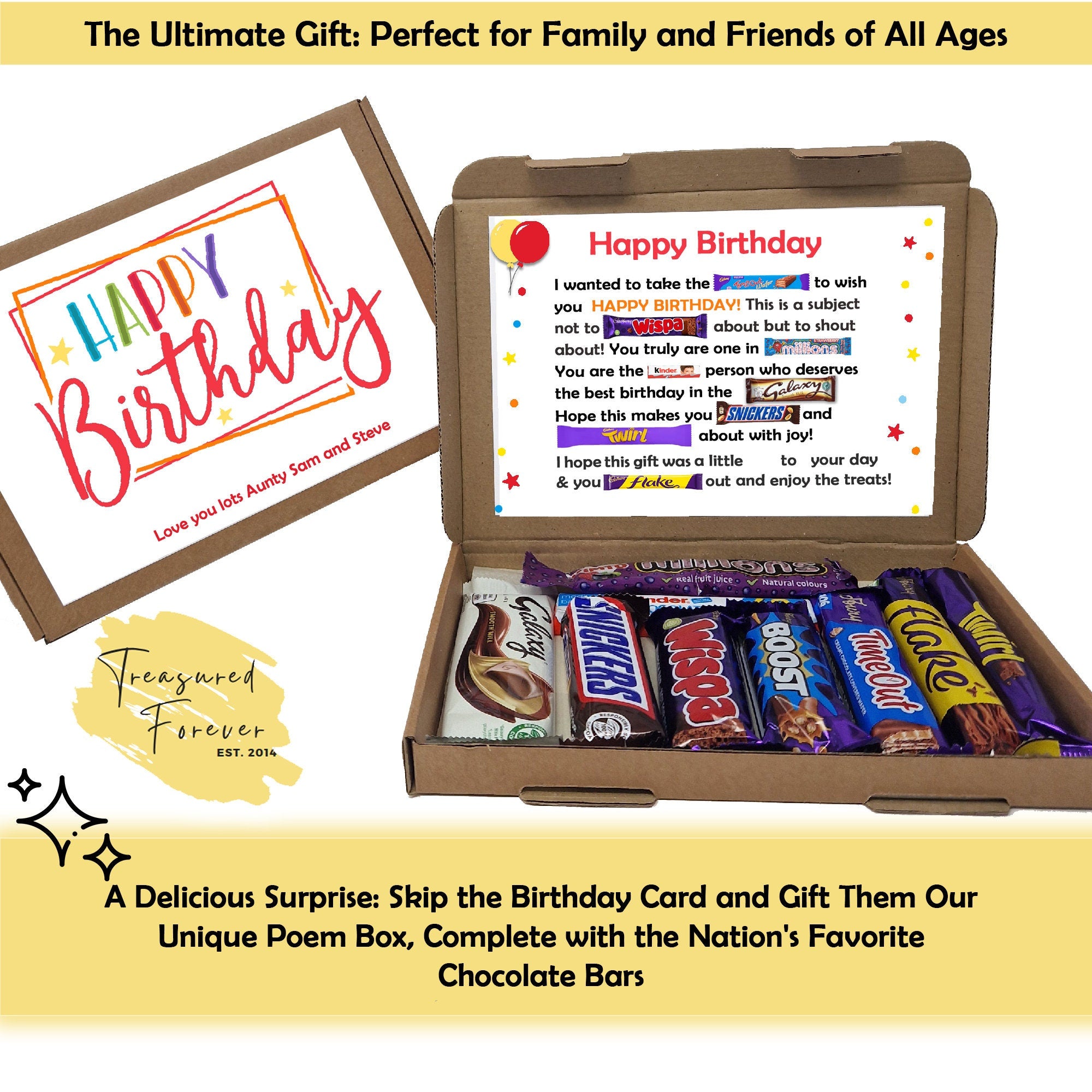 Birthday Gift 21st 18th 30th 40th Poem Chocolate Treats Box Hamper Sweet Present Gift for all ages Him/Her