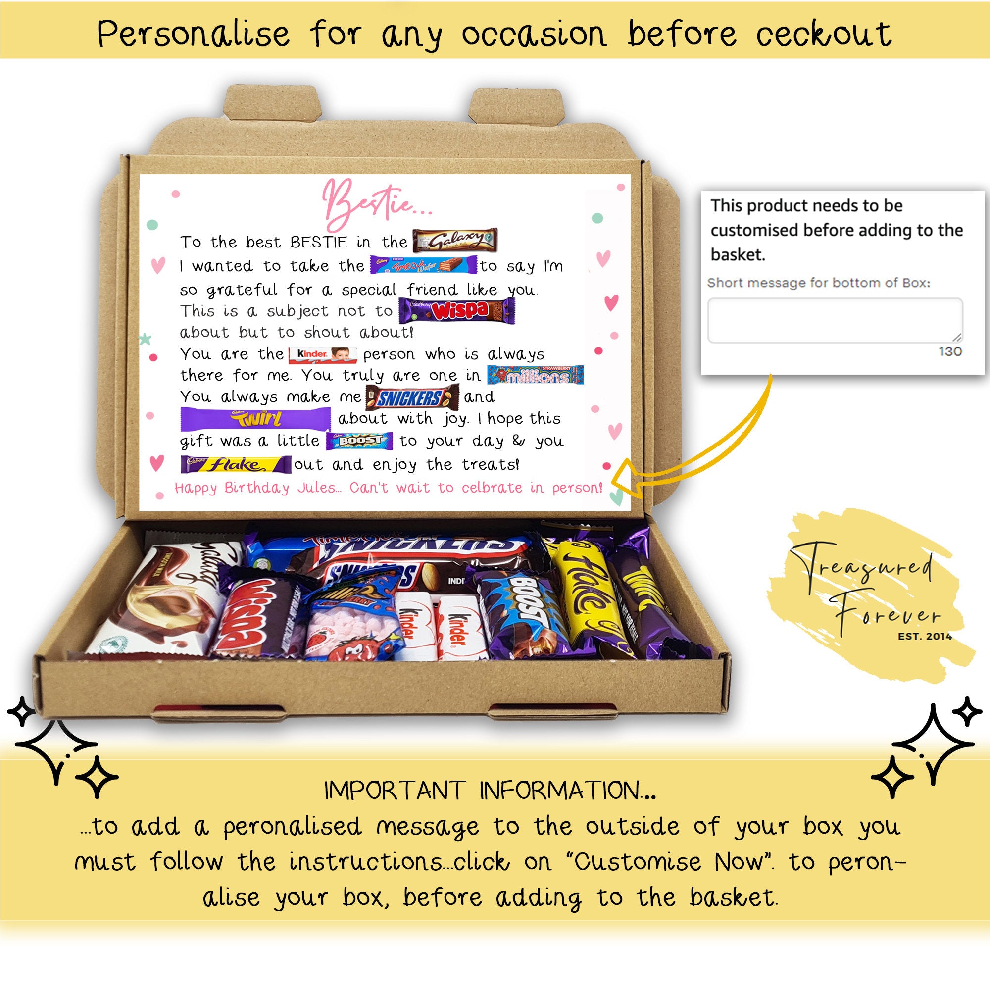 Best Friend Gift Friendship Chocolate Poem Box Best Friend Birthday Gift Hamper Chocolate Box Bestie Gift Thinking of you Get Well soon