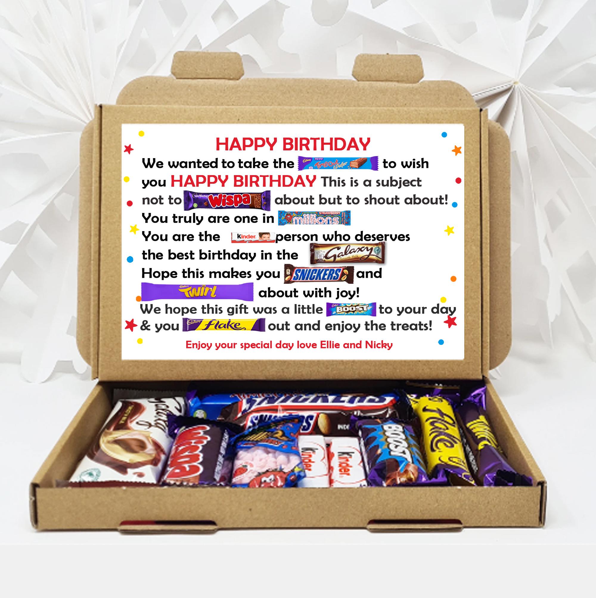Personalised Birthday Gift 10th 11th 13th Poem Chocolate Treats Box Hamper Sweet Present Gift for all ages Him/Her