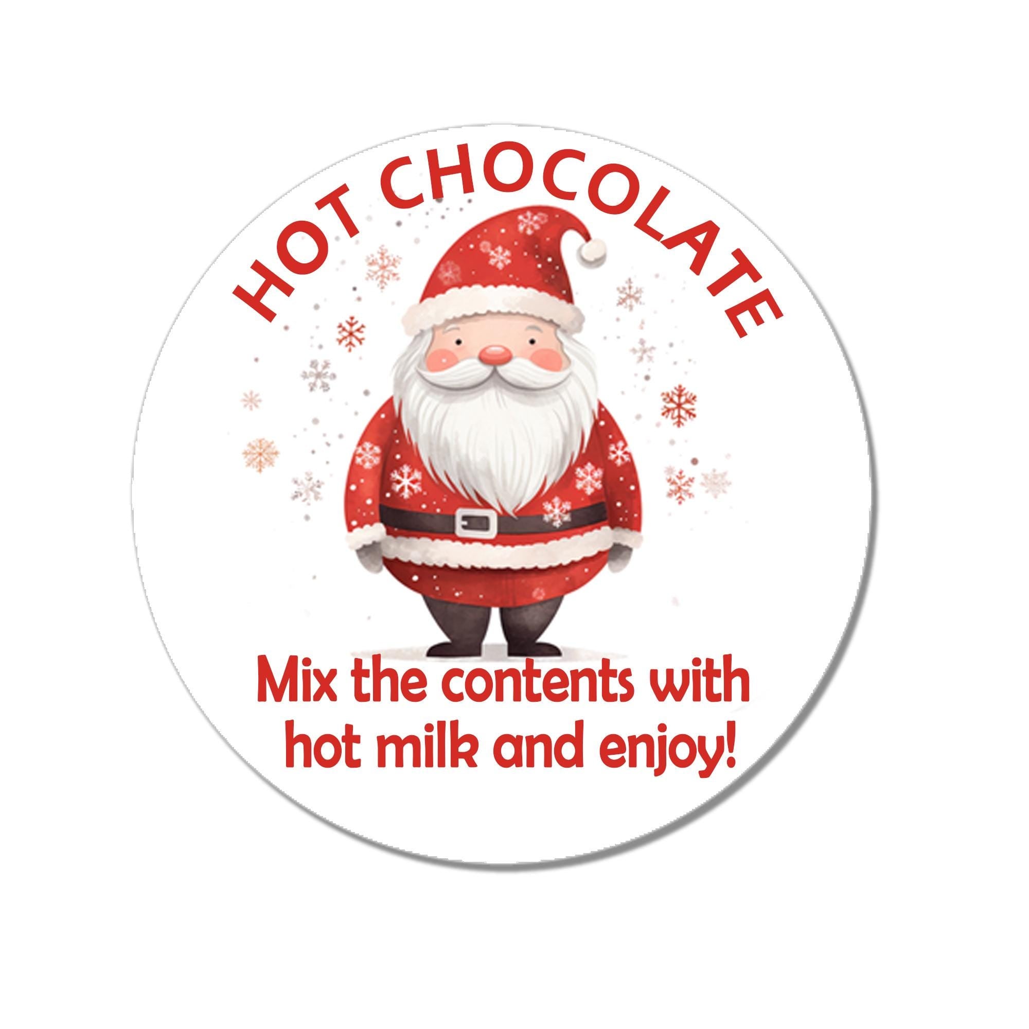 Santa Hot Chocolate Cone Christmas Stickers Round Sticker Sheet | Bulk Xmas Labels | SantaGift Design