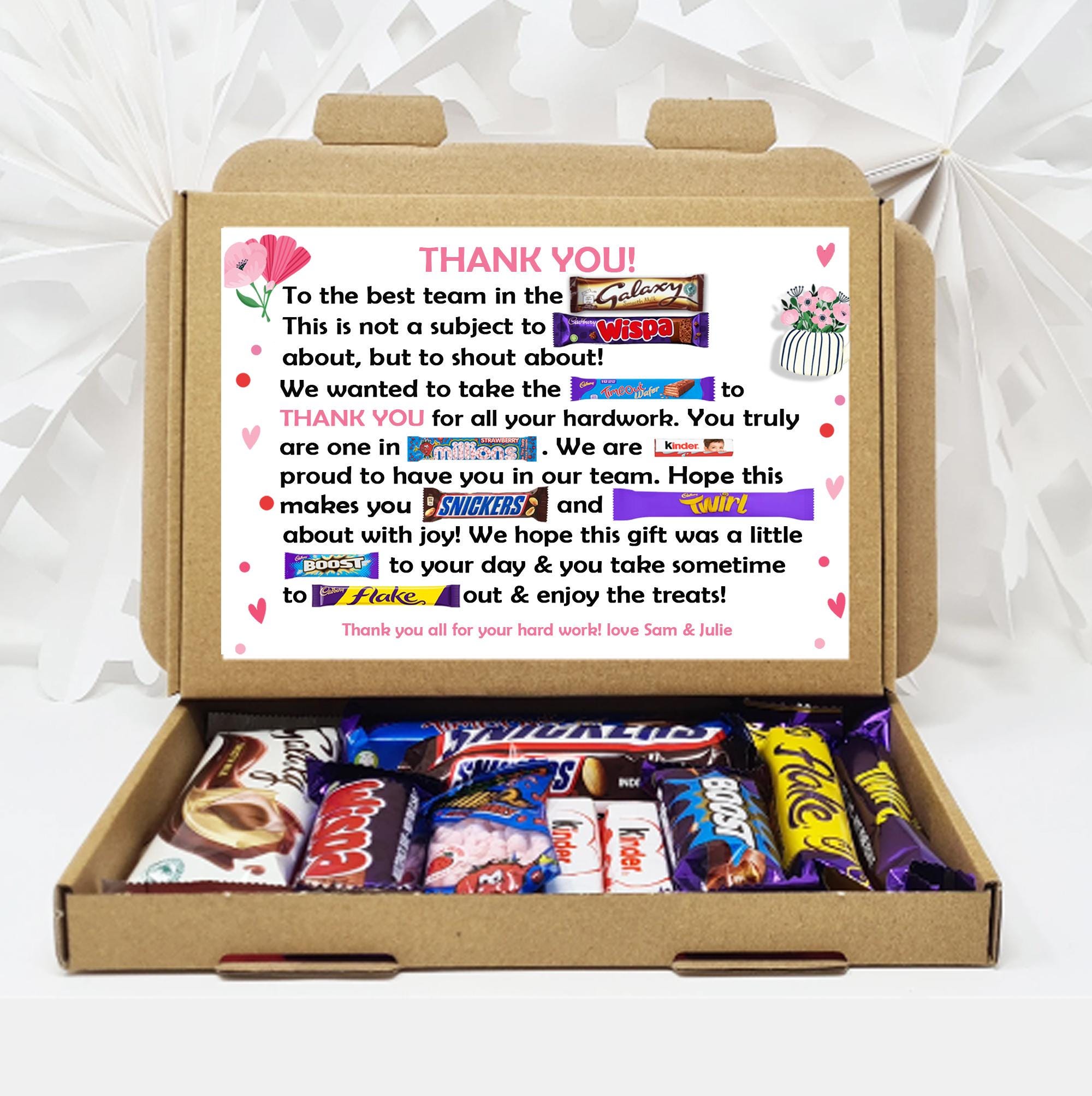 Personalised BEST TEAM/ Boss in the world / GALAXY Poem Gift Treat Box Hug in a box, hamper Sweet gift Employee Appreciation Corporate