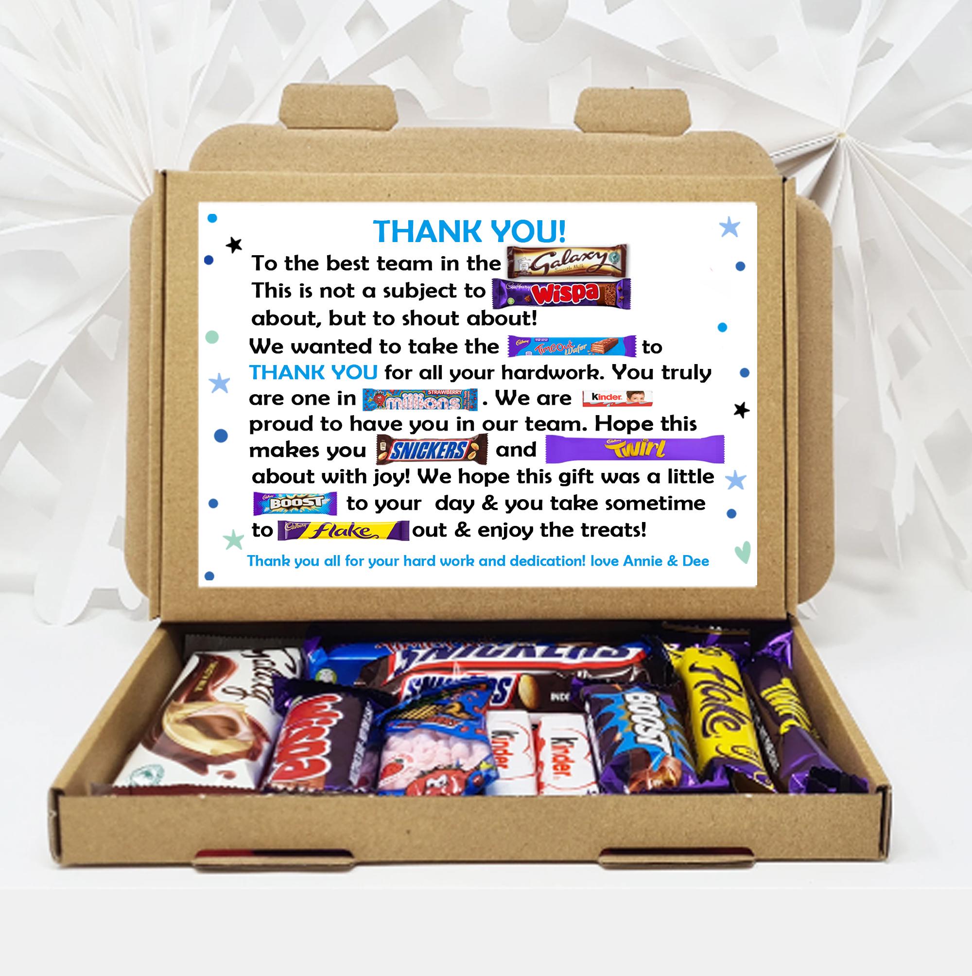 Personalised BEST TEAM/ Boss in the world / GALAXY Poem Gift Treat Box Hug in a box, hamper Sweet gift Employee Appreciation Corporate