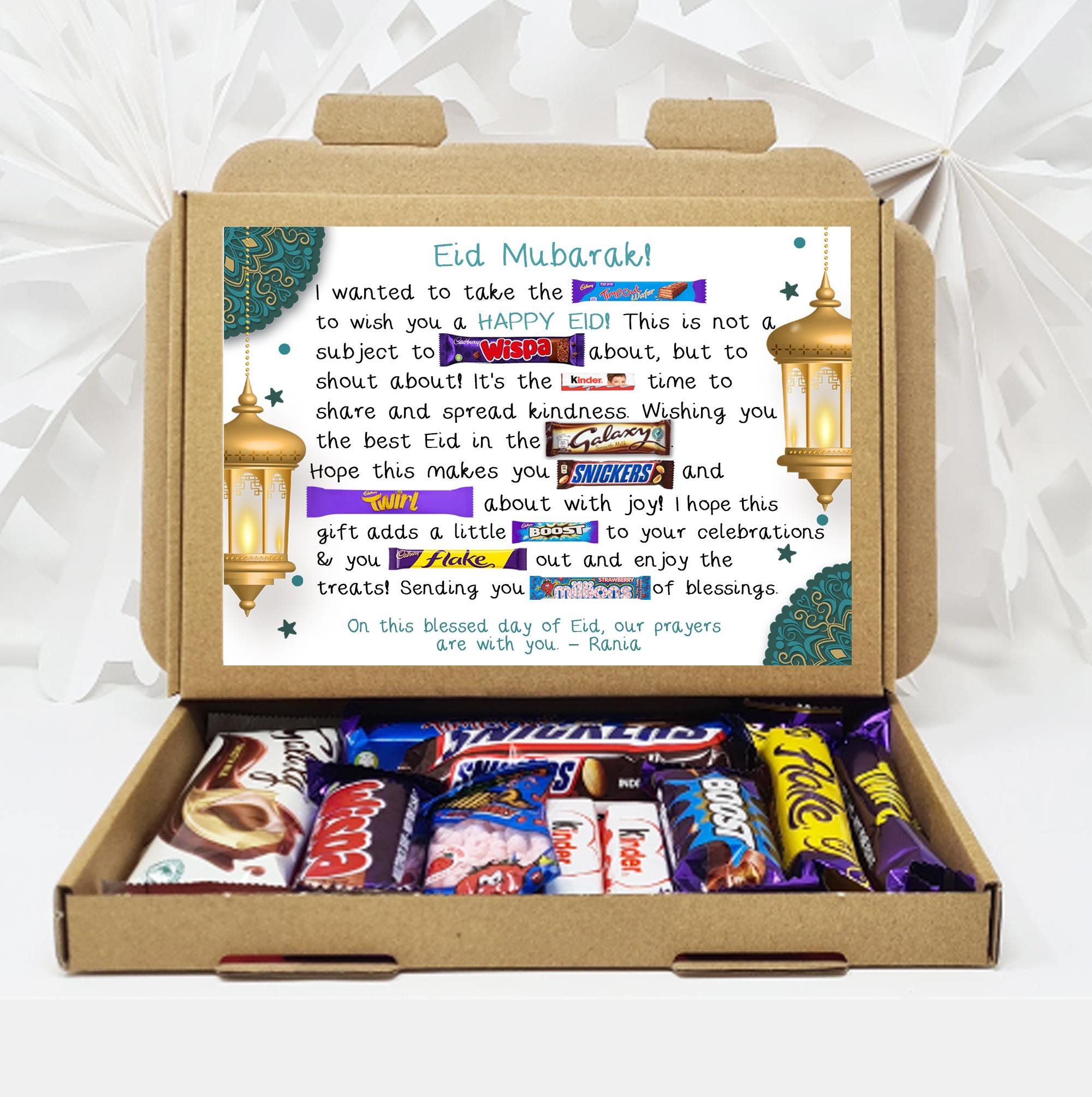 Personalised Eid Mubarak & Ramadan Muslim Celebration green floral gift Box - unique gifts