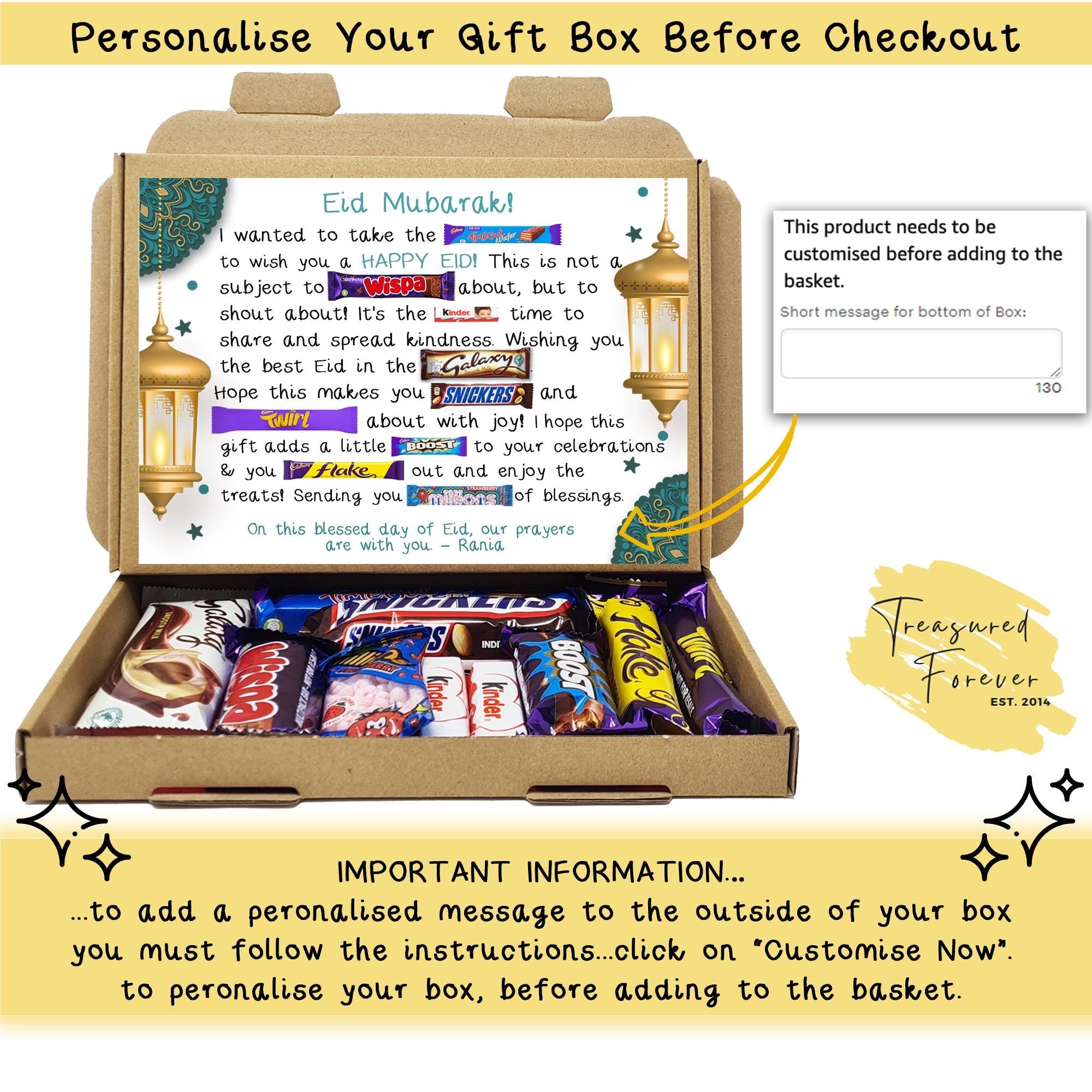 Personalised Eid Mubarak & Ramadan Muslim Celebration green floral gift Box - unique gifts
