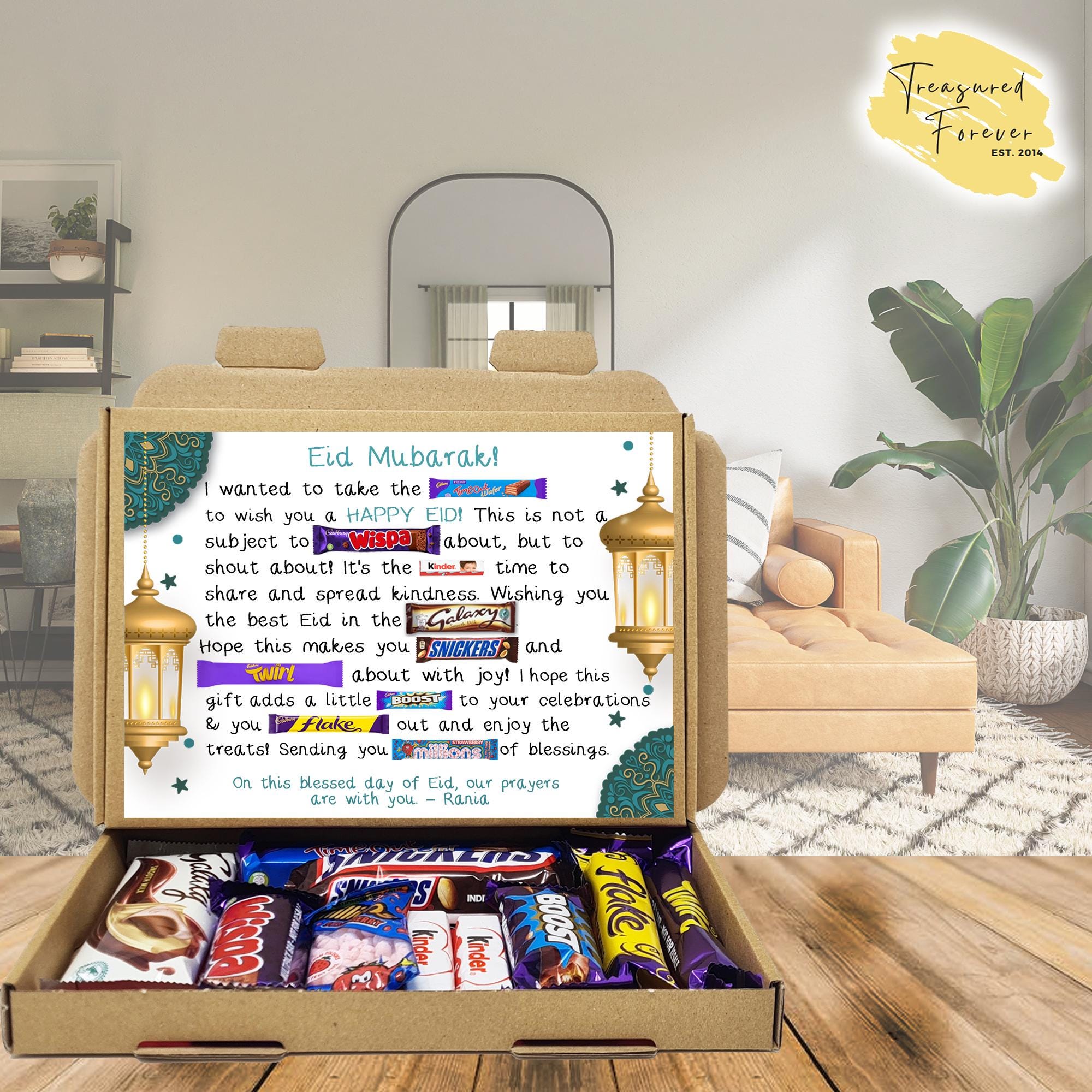 Personalised Eid Mubarak & Ramadan Muslim Celebration green floral gift Box - unique gifts