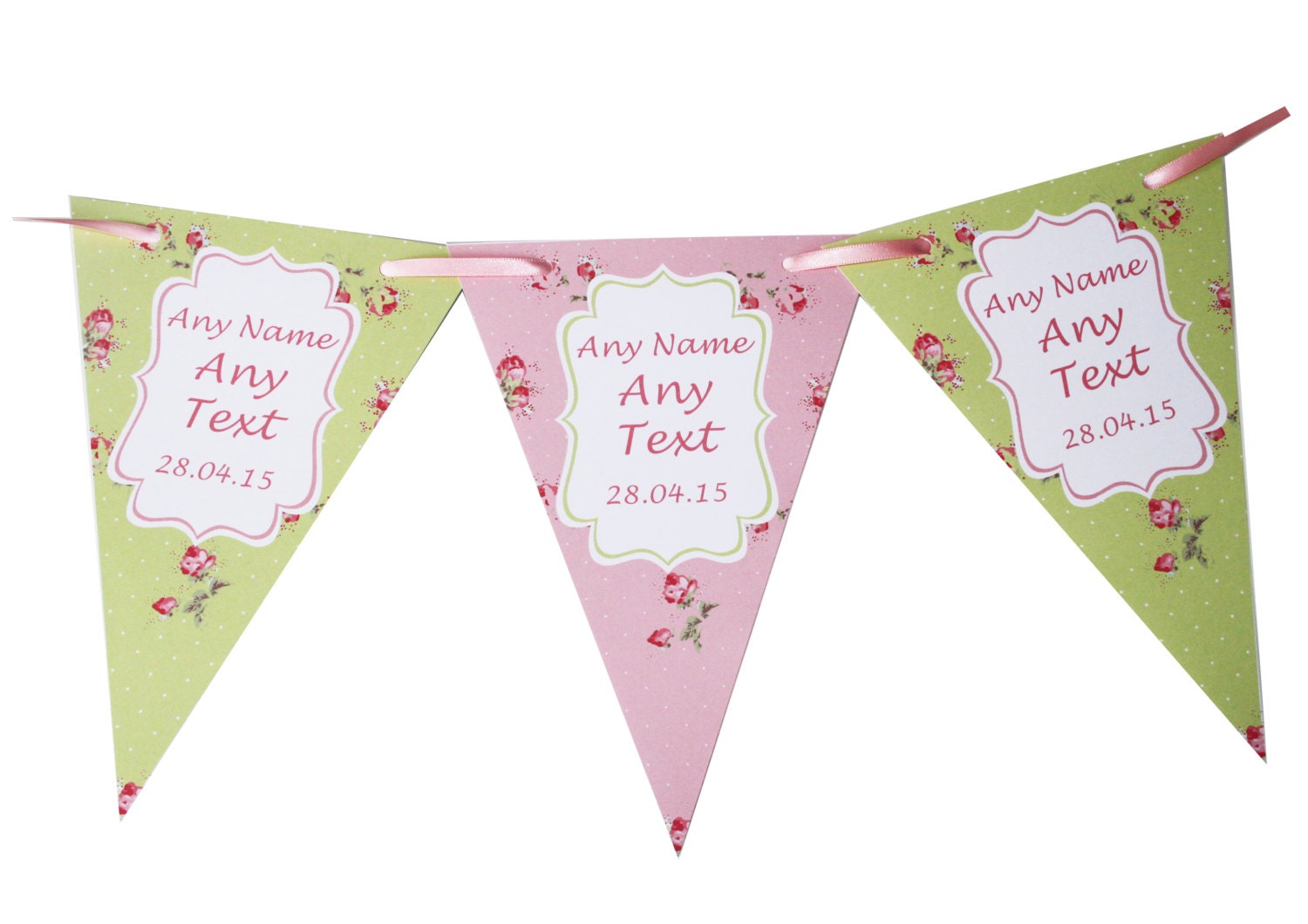Personalised Hen Party Bunting Banner Decoration Shabby Chic