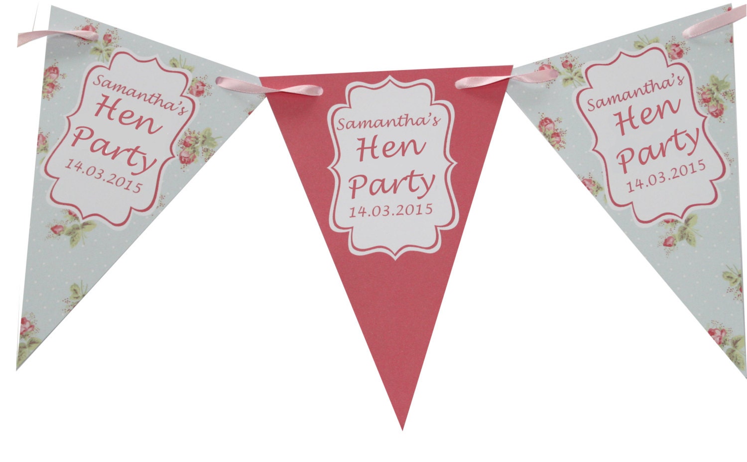 Personalised Hen Party Bunting Banner Decoration Shabby Chic
