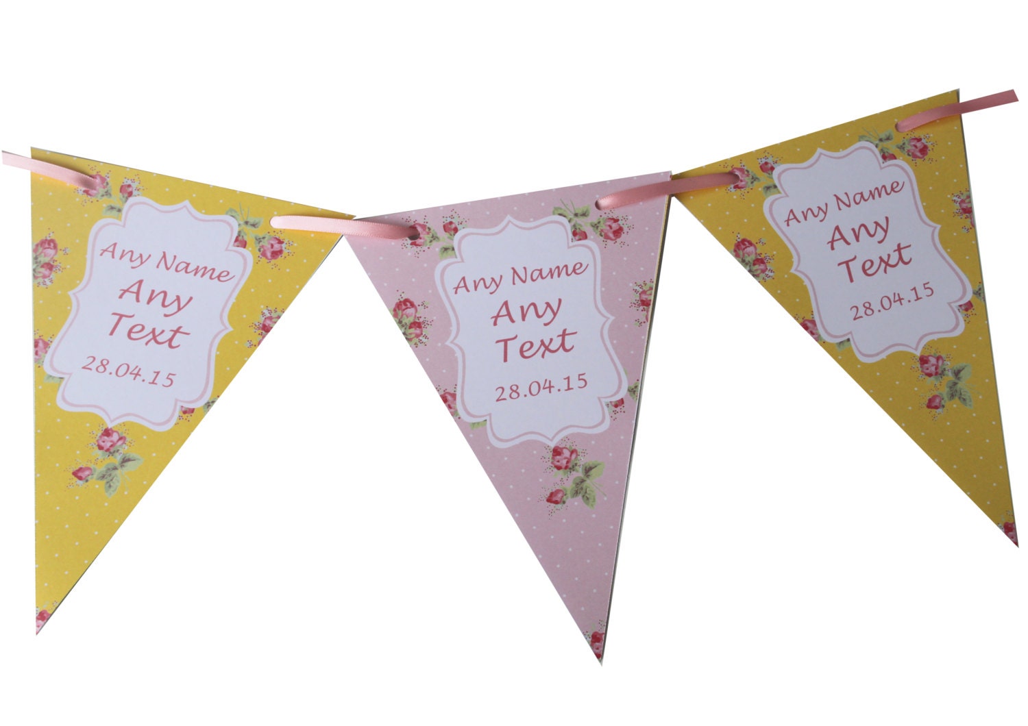 Personalised Hen Party Bunting Banner Decoration Shabby Chic