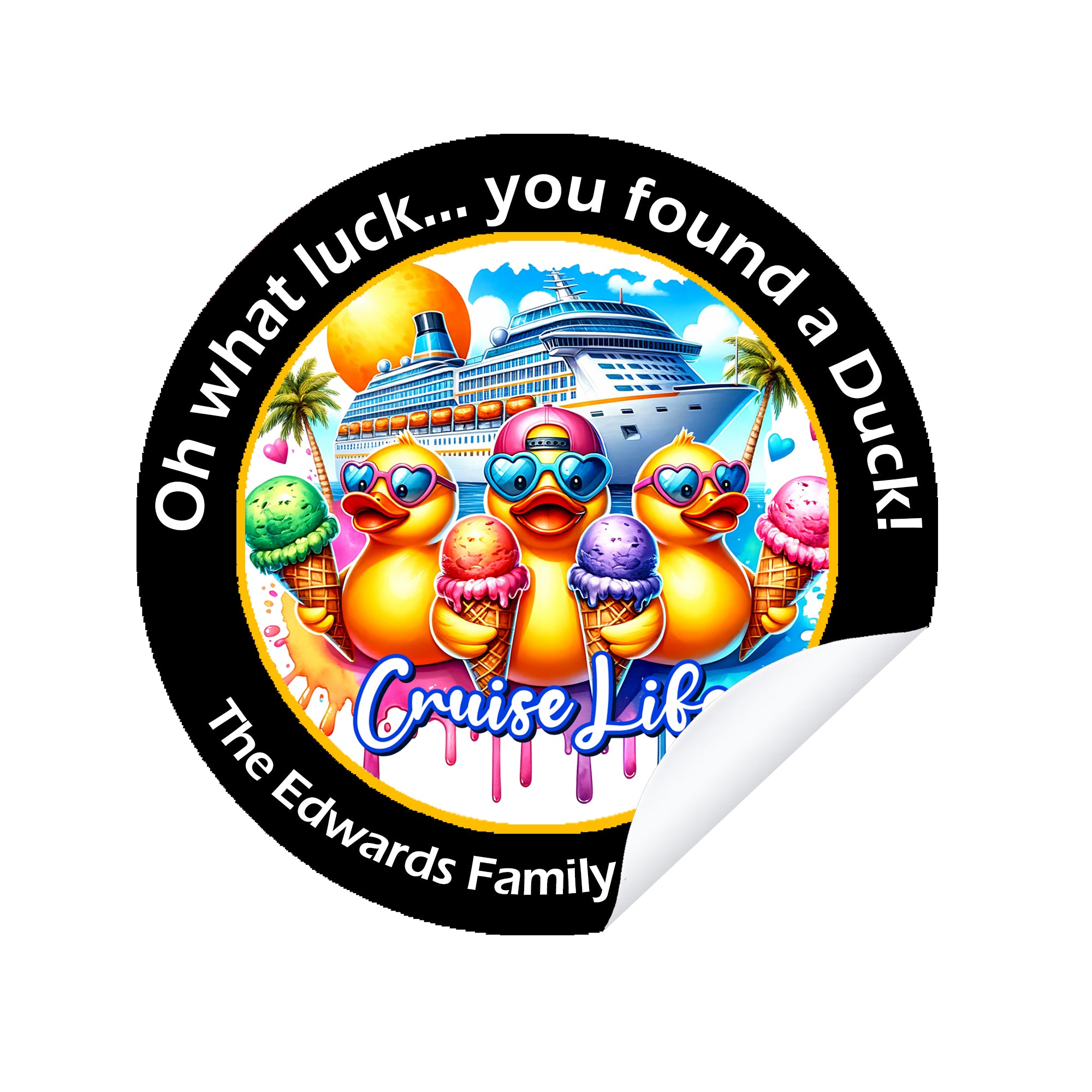 Personalised Duck Tag Stickers Cruising Duck Carnival Royal Caribbean Disney Cruise NCL Rubber Duckie Cute Gifts For Cruise 24/35 stickers