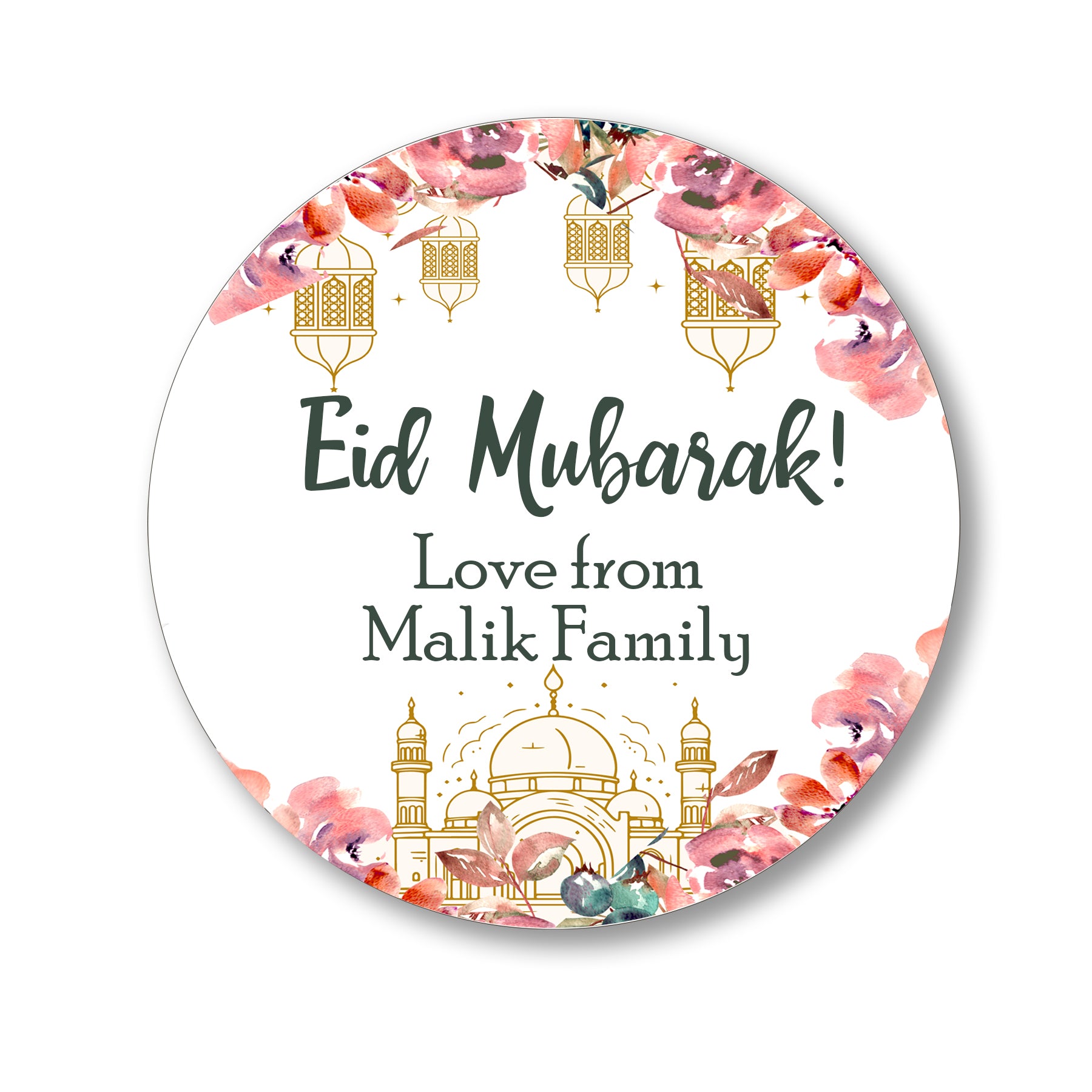 Personalised Eid Mubarak & Ramadan Kareem Muslim Celebration Paisley x 35 Stickers