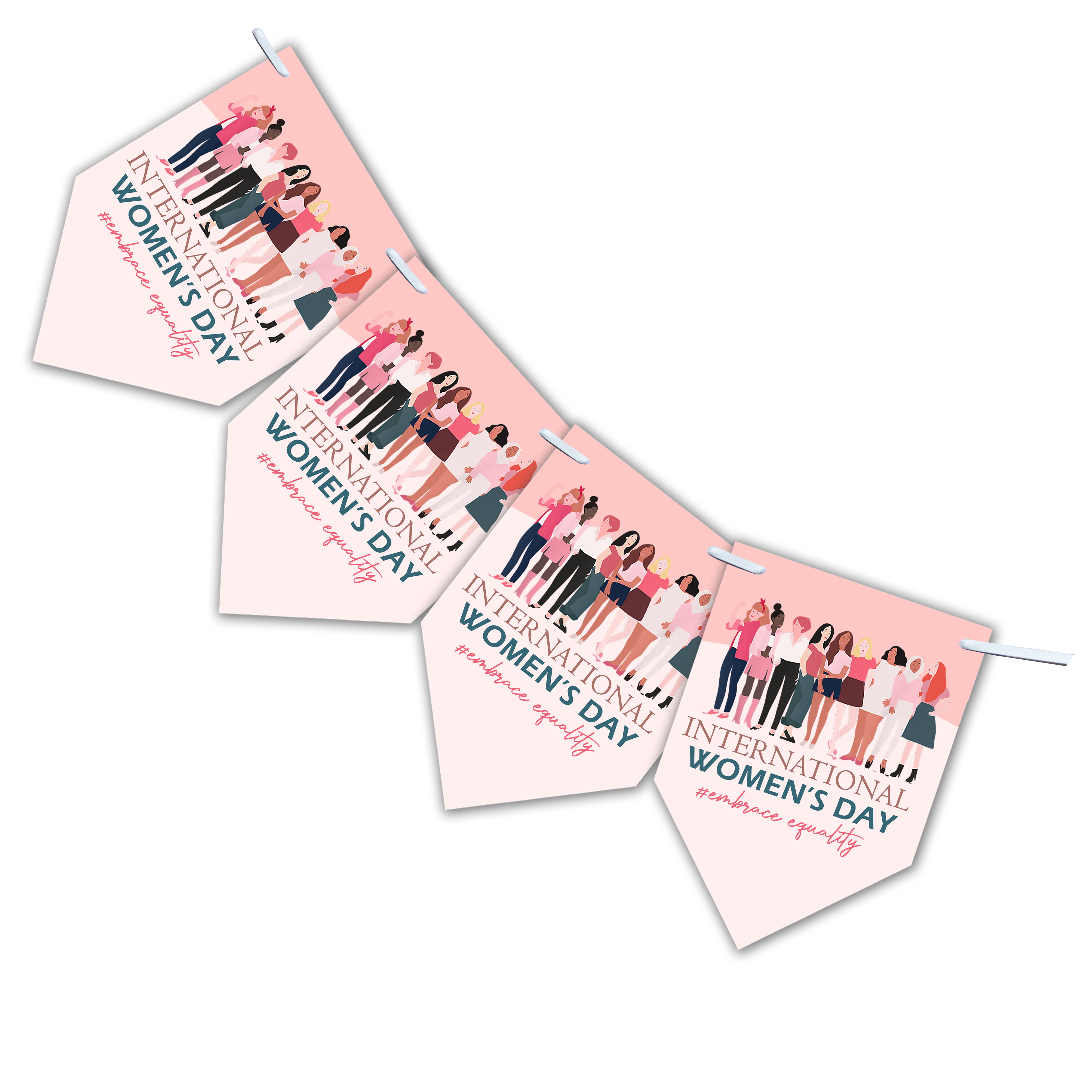 International Women's Day Bunting | 12-Flag Set (Approx. 2.5m) | Women's Day Decor | Celebration Banner | Women's Day Party Decoration women