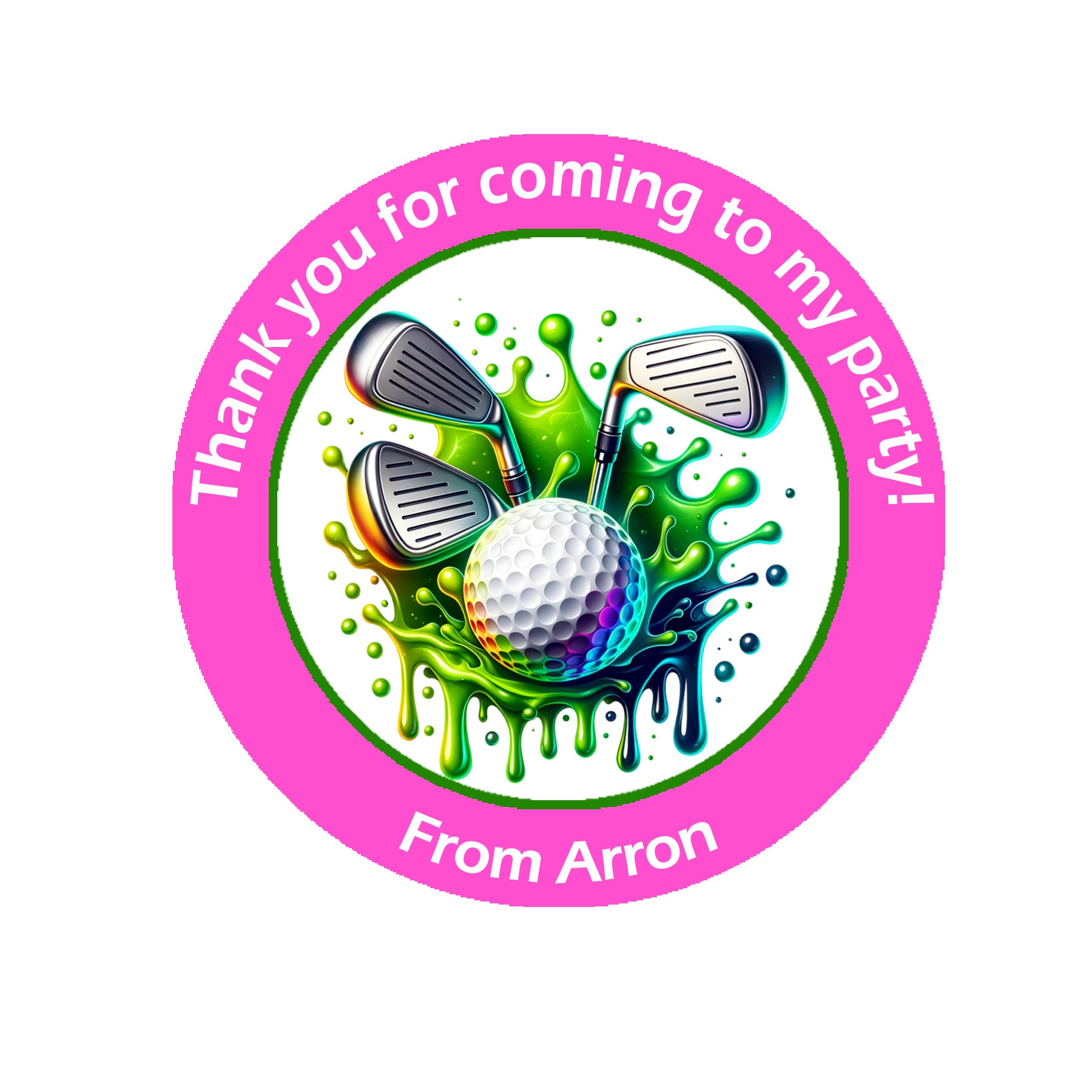 24 x Personalised Golf Party Stickers β 45mm Round Labels for Party Bags, Favours or Sweet Cones β Golf Themed Birthday Decoration