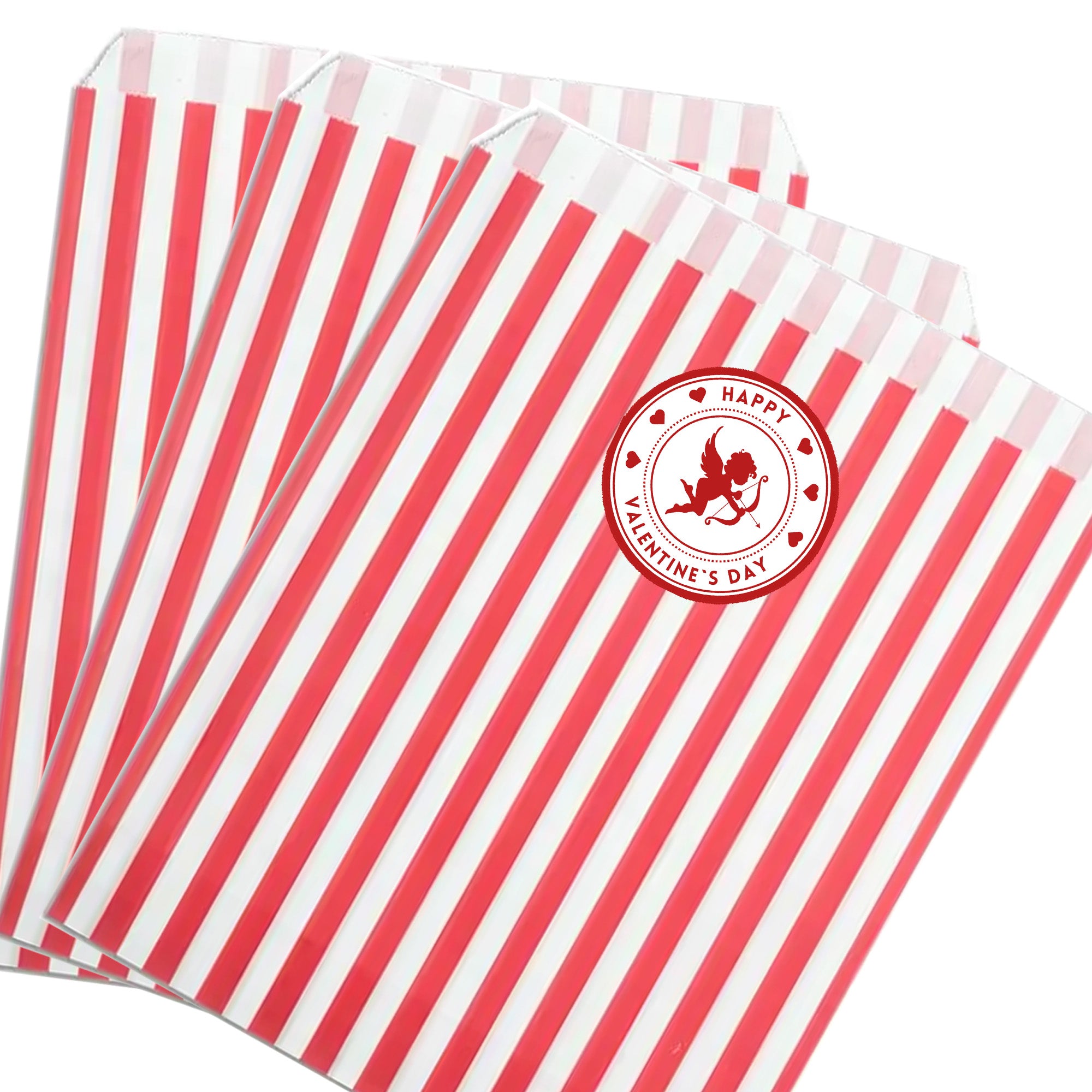 Happy Valentines Cupid Stickers - Wax Melts, Business Red, White Sticker Sweet Sweet Cone Bags - 24 or 35 - various options