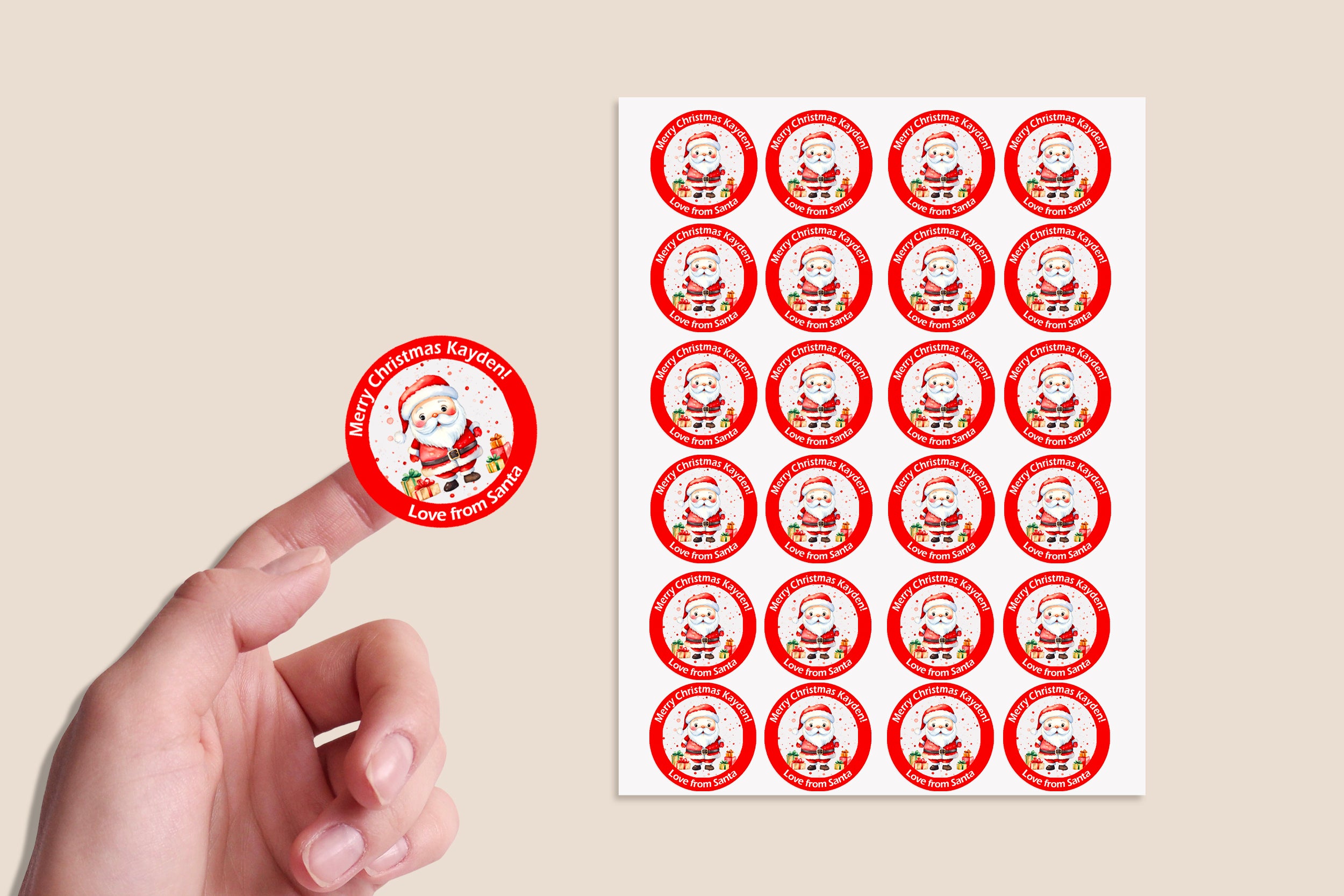 24 Personalised Cute Christmas Stickers Gift Labels Present Delivery From Santa