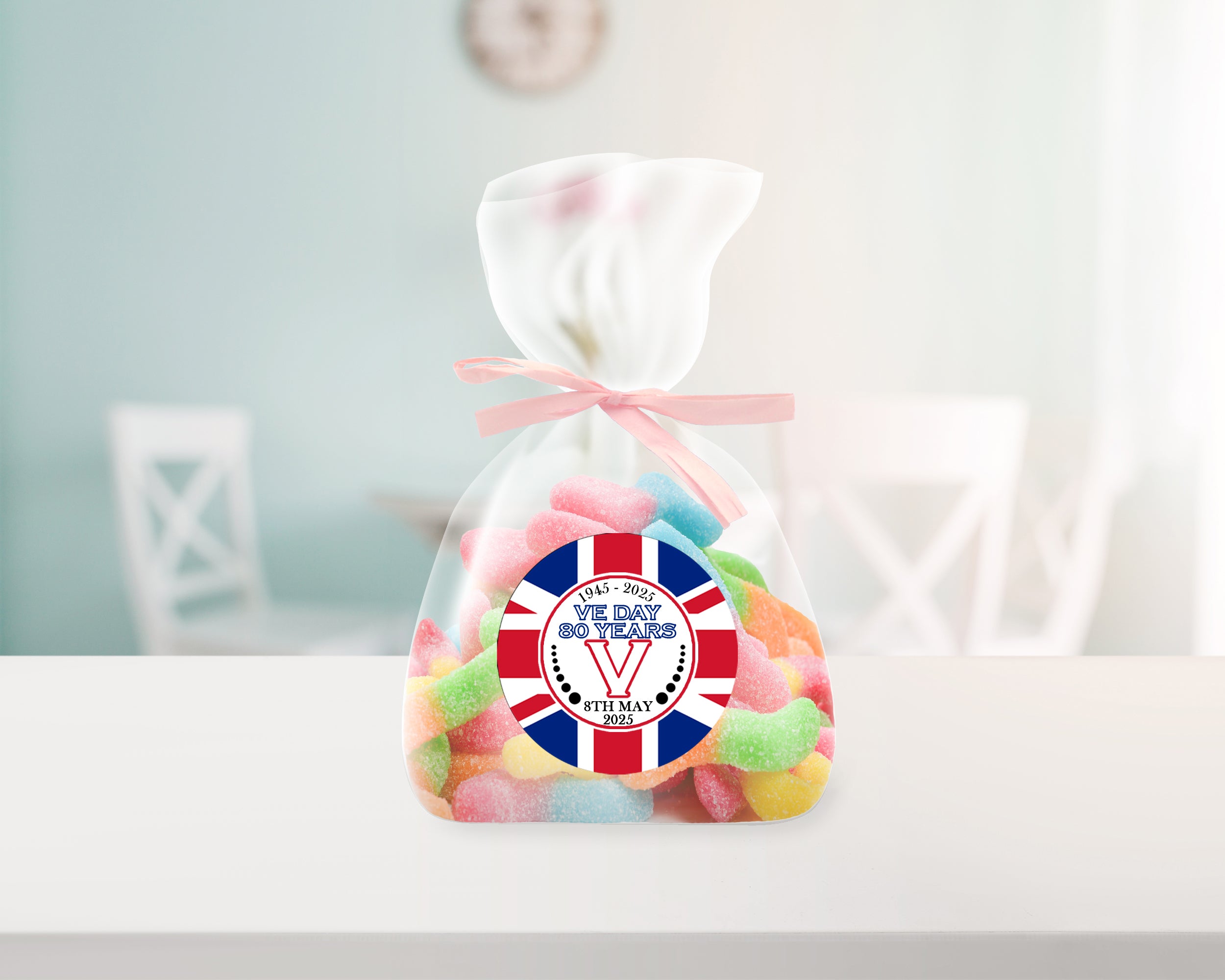 VE Day 80 Years Celebration Sticker Sheet perfect for street parties! VE Day Party Decor Sizes 4.5cm / 3.7cm