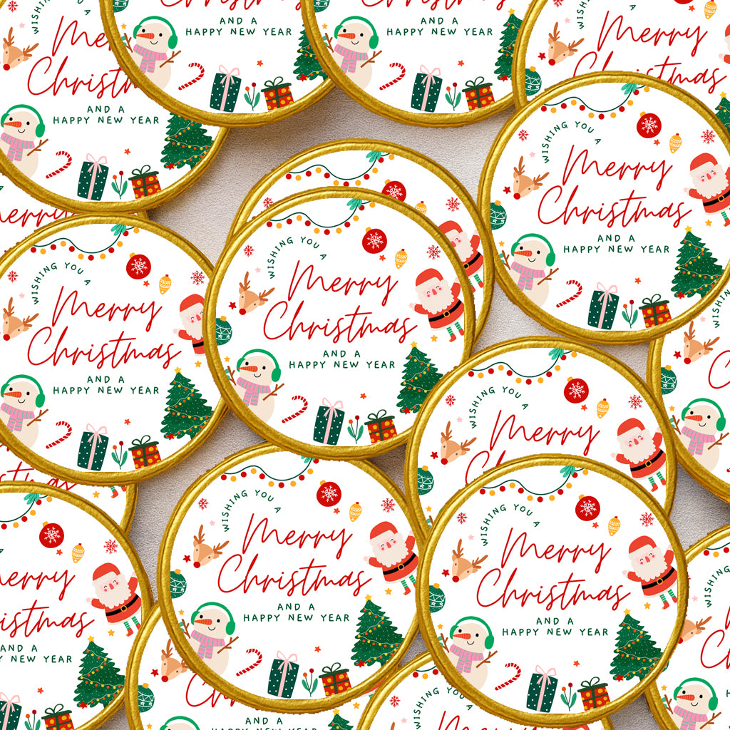 Christmas Chocolate Coins & Sticker Party Favors β Kids Party Bag Fillers Festive Holiday Treats β Bulk Option Santa gifts Stocking fillers