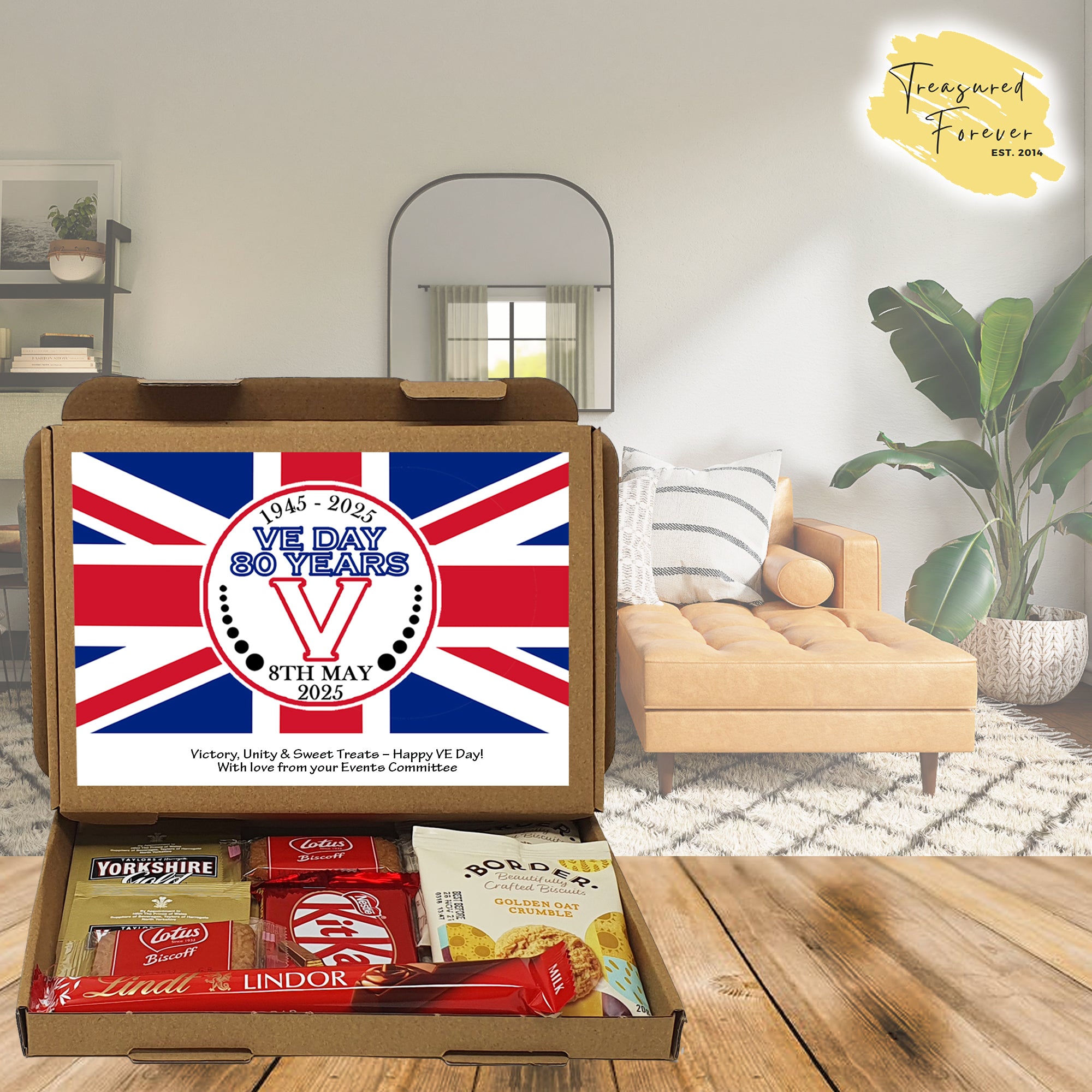 Personalised VE Day Treat Box – British Sweets, Chocolates & Biscuits | Letterbox Gift for History Lovers | WWII Remembrance Treats Gifts